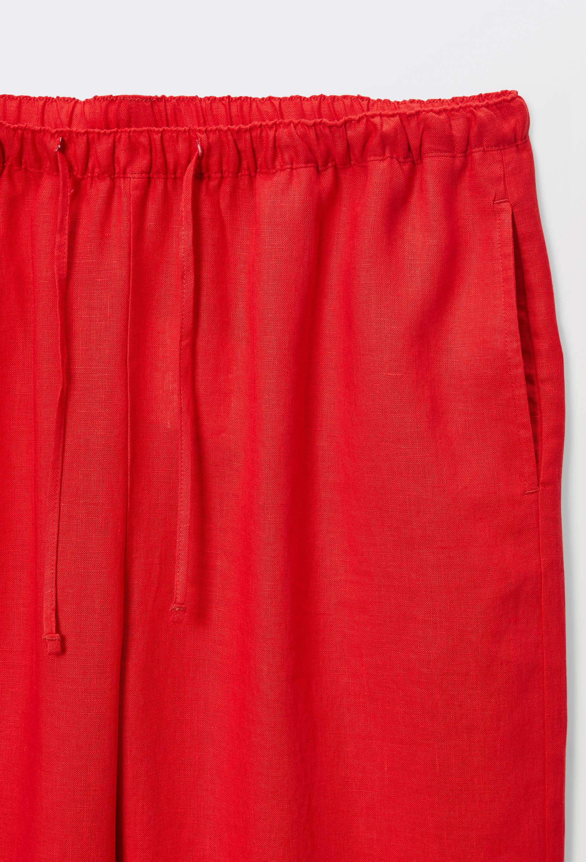 Pantalon en lin avec cordon &agrave; la taille, Rouge, large image number 3.0