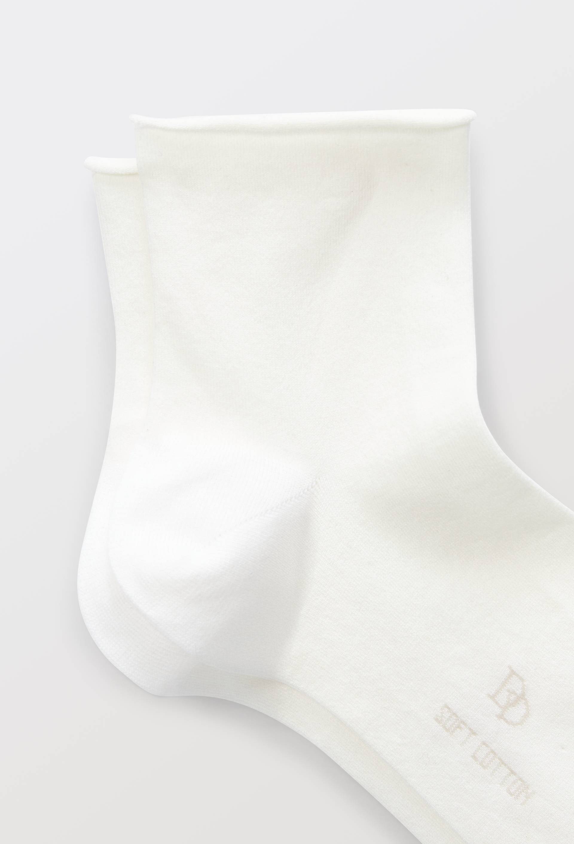 La paire de socquettes bord roulotte en coton, DOR&Eacute; DOR&Eacute;, Ecru, large image number 1