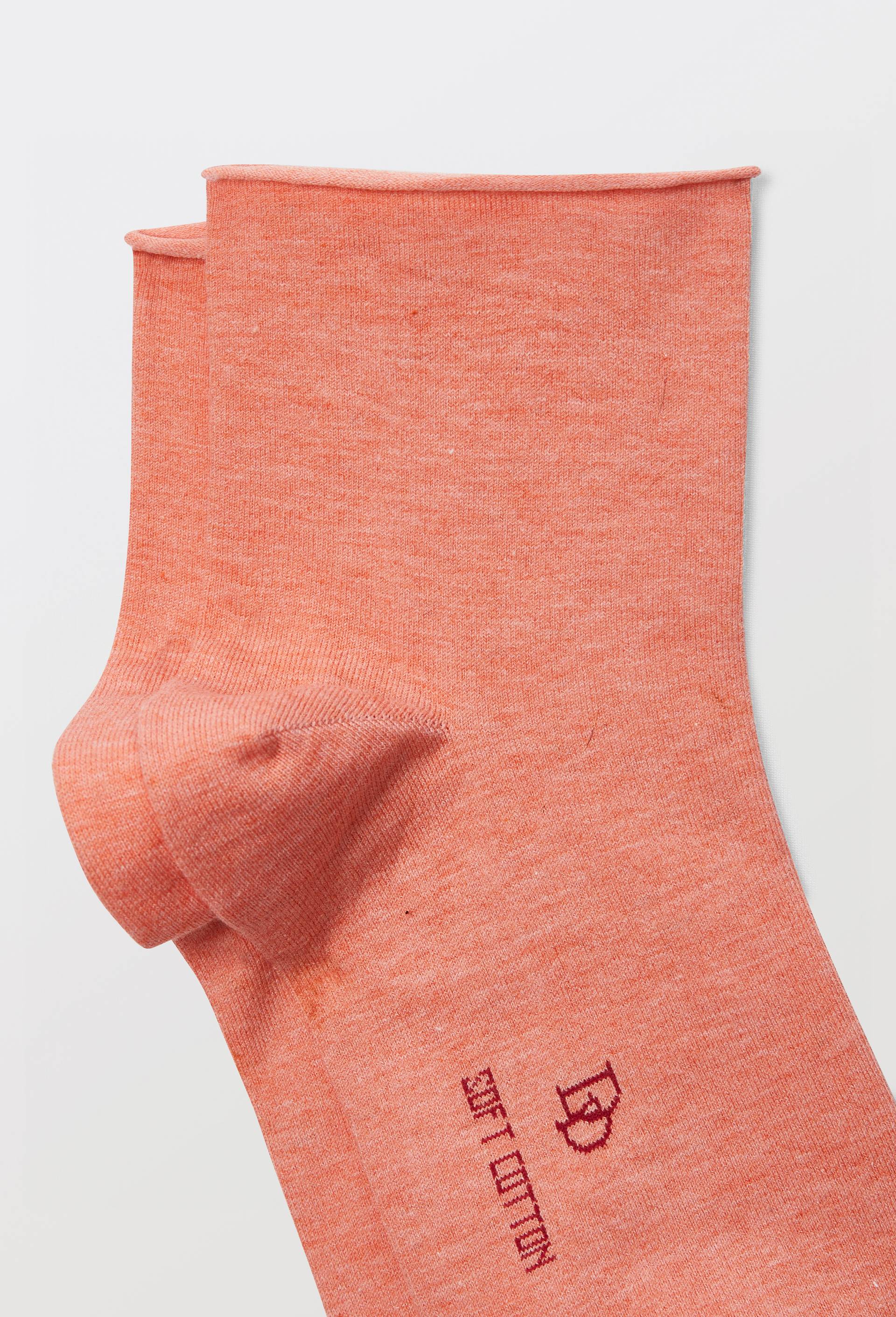 La paire de socquettes bord roulotte en coton, DOR&Eacute; DOR&Eacute;, Rouge clair, large image number 1.0