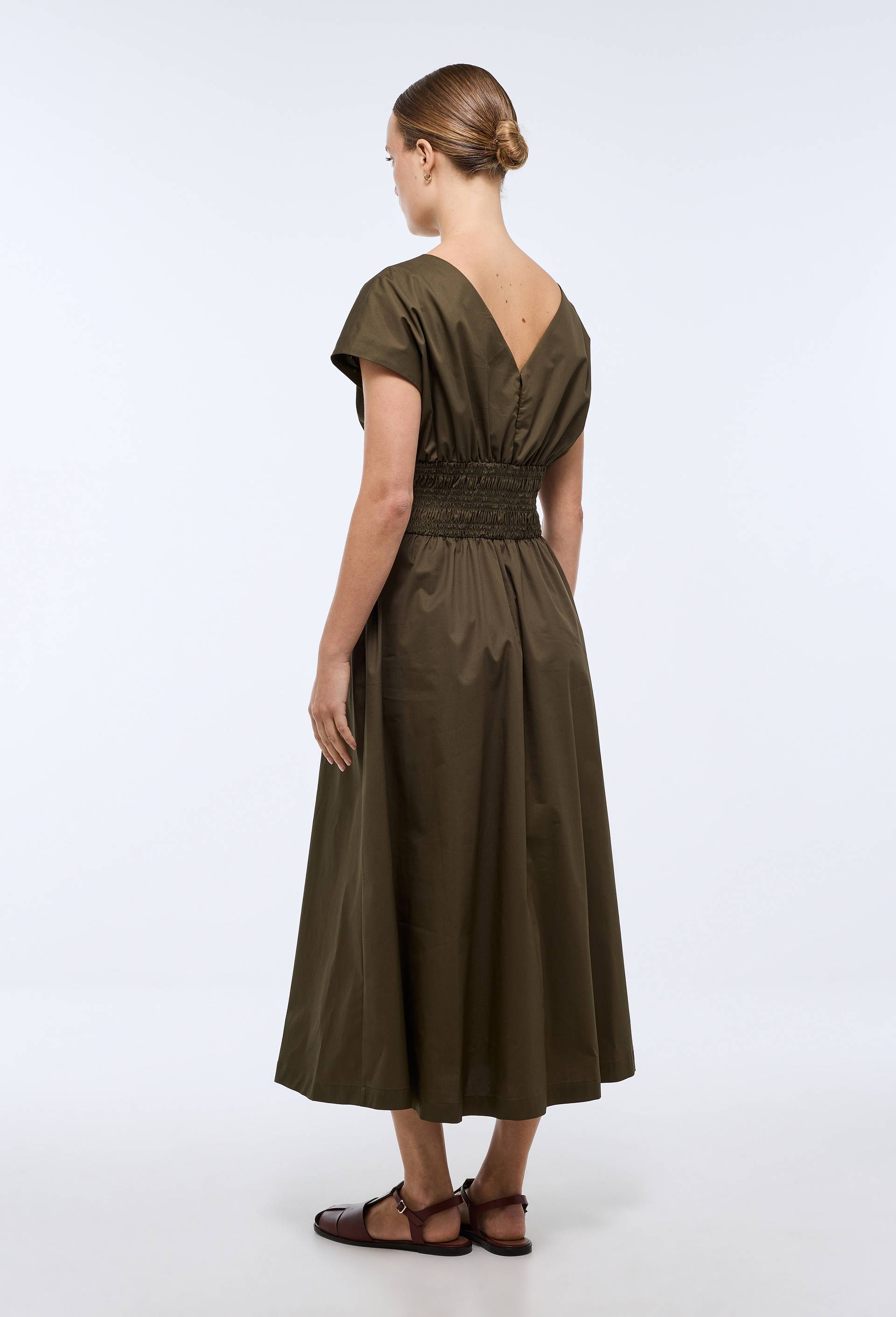 Robe midi cintr&eacute;e en coton BIO GOTS, Vert fonc&eacute;, large image number 1