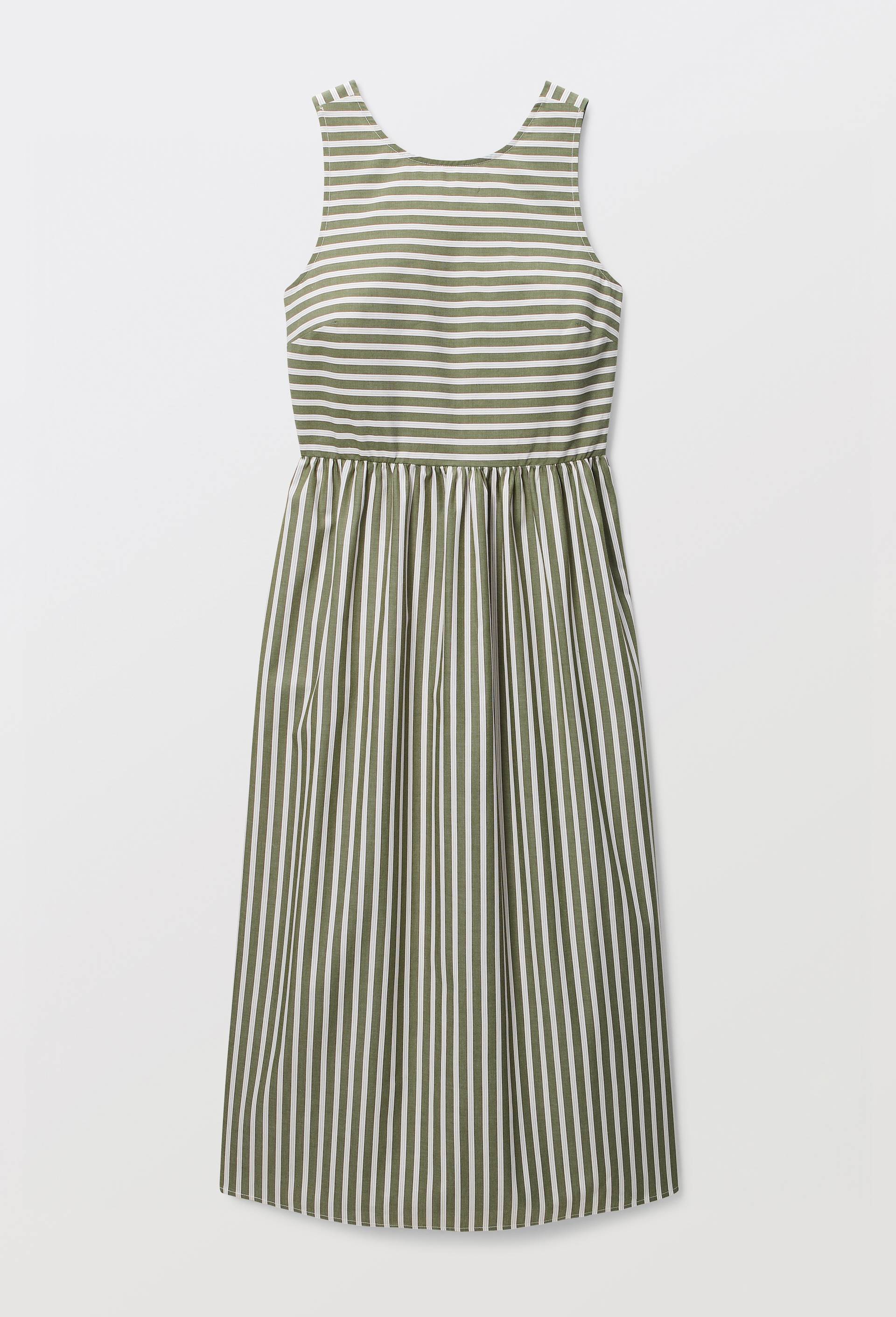 Robe midi ray&eacute;e en coton BIO GOTS, Vert fonc&eacute;, large image number 3