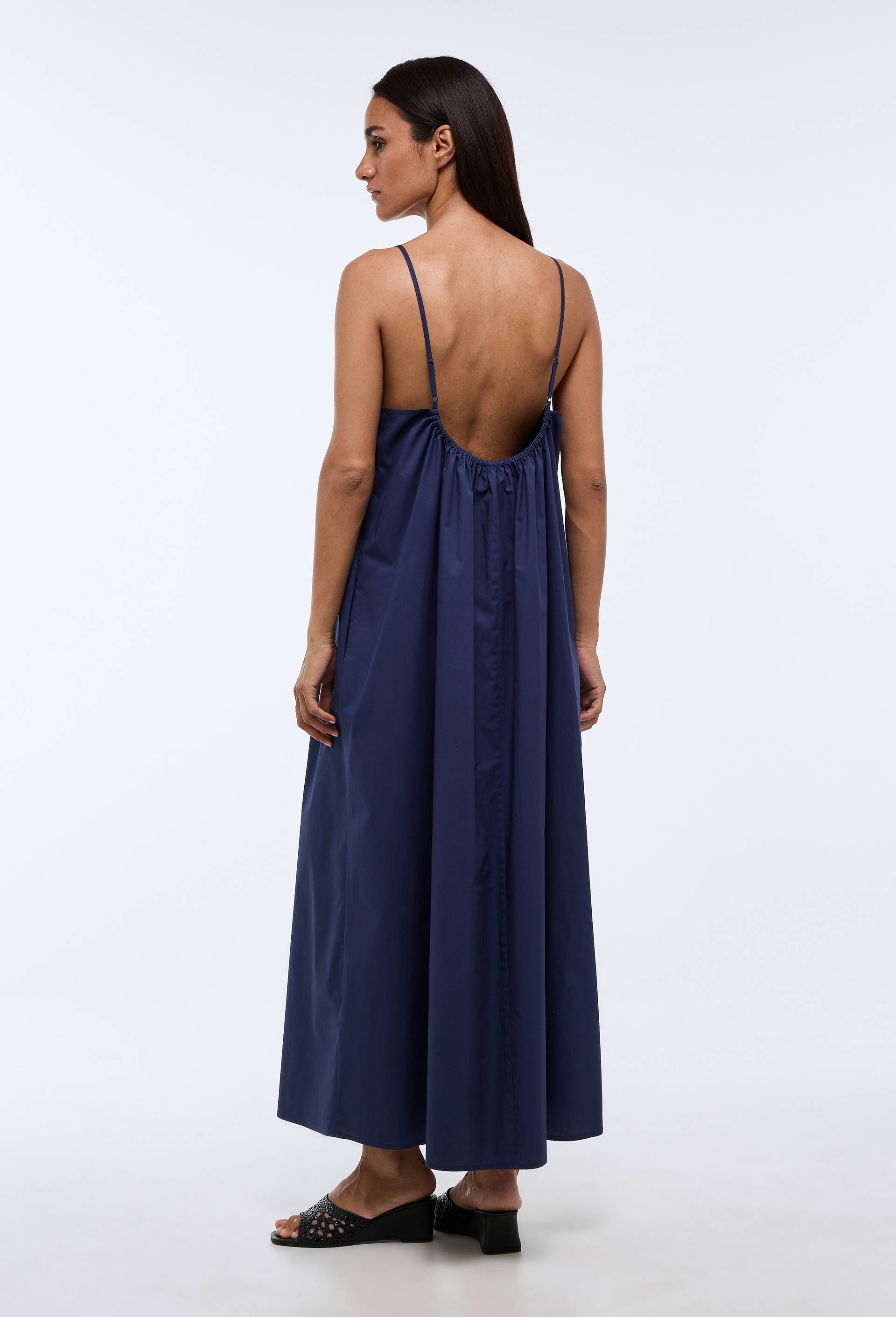 Robe longue &agrave; bretelles en coton BIO GOTS, Bleu fonc&eacute;, large image number 2