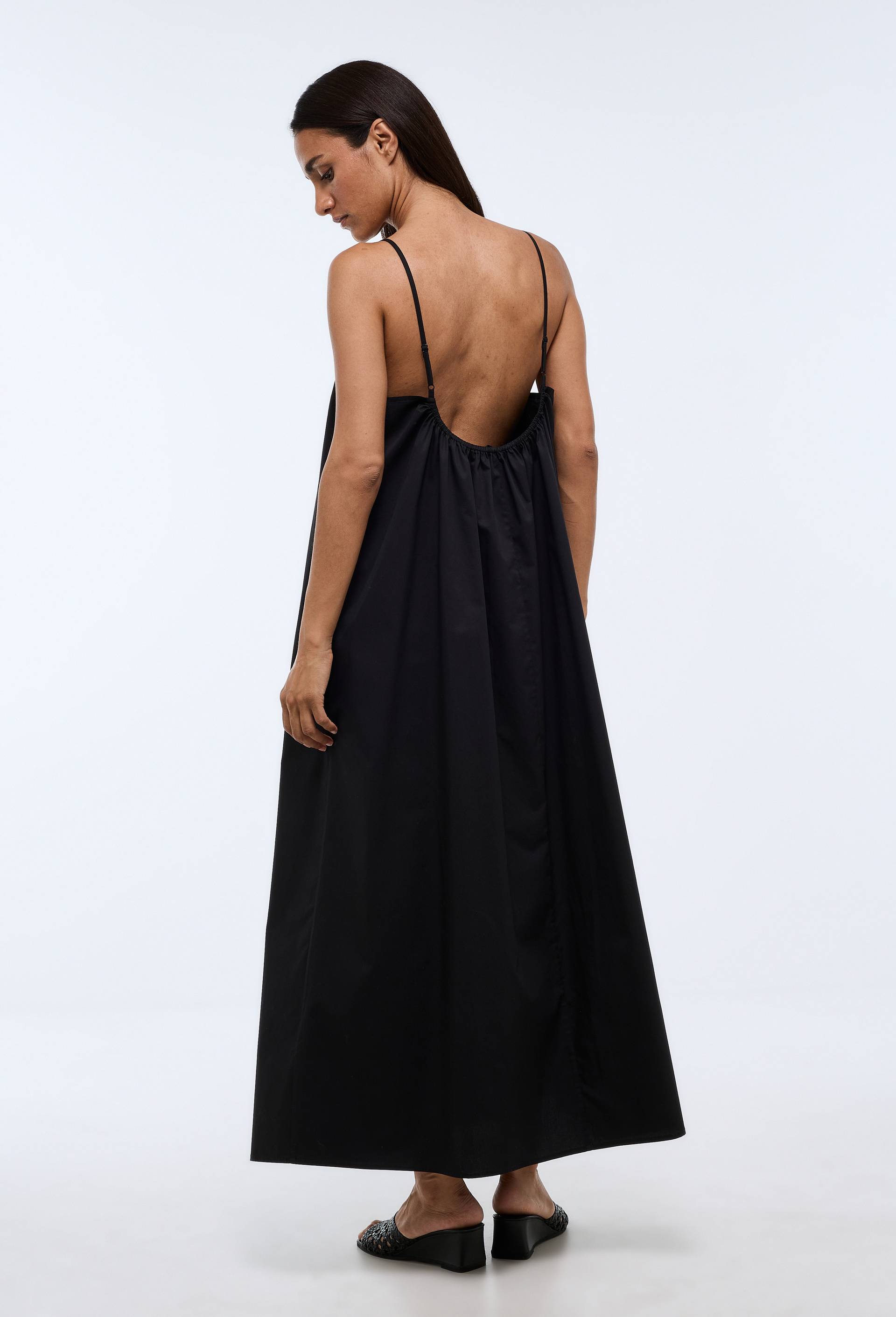 Robe longue &agrave; bretelles en coton BIO GOTS, Noir, large image number 1