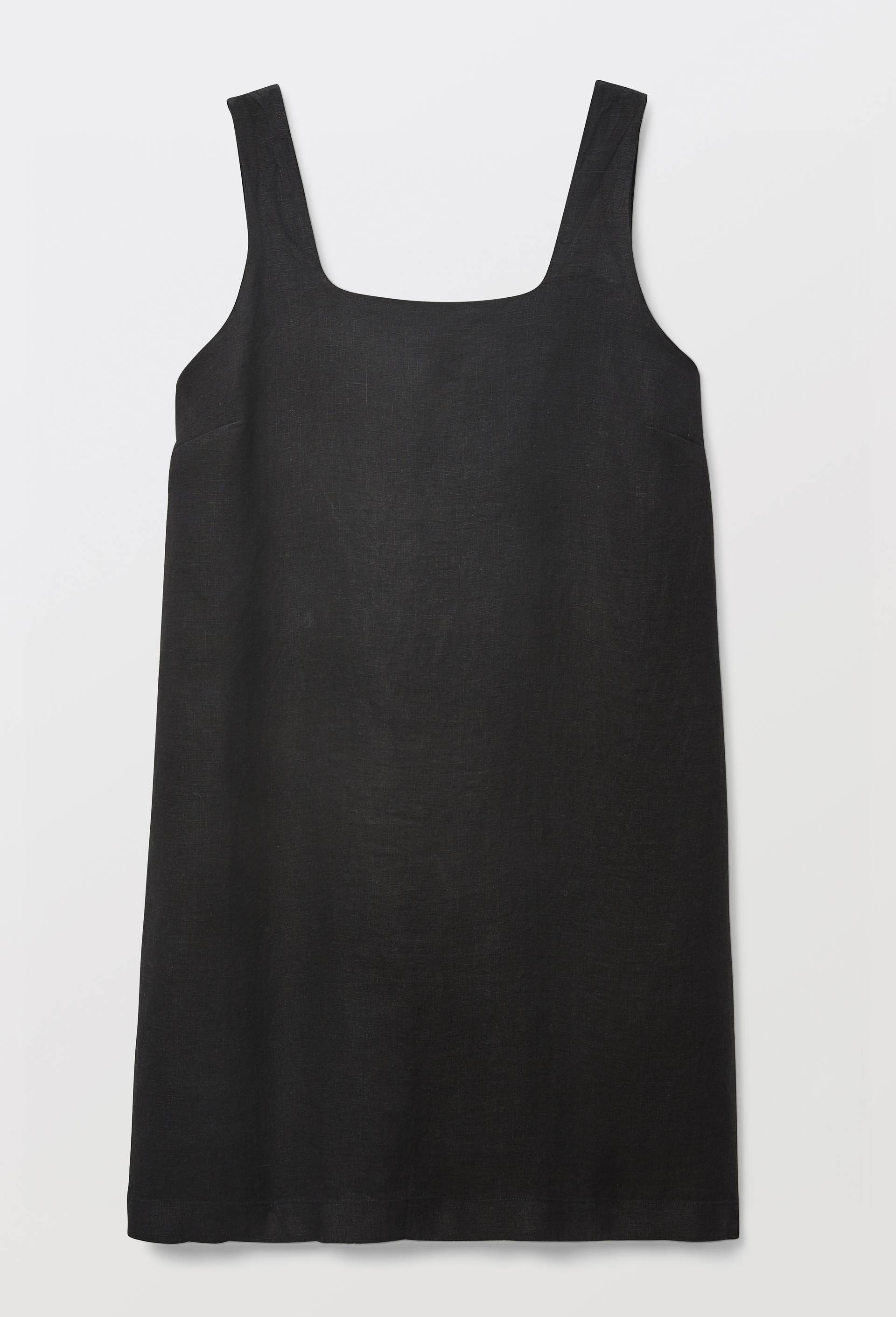 Robe courte unie en lin, Noir, large image number 2.0