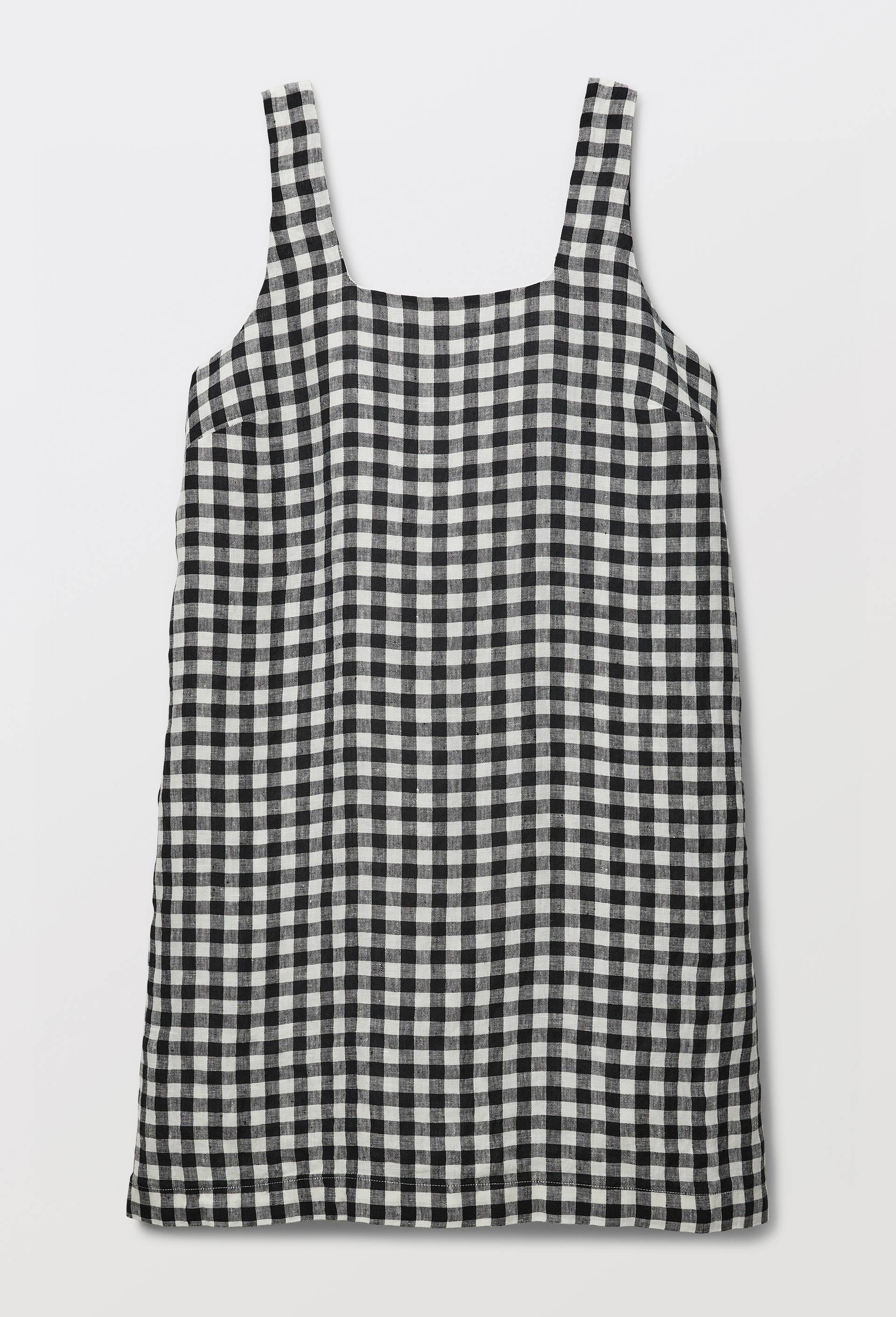 Robe courte vichy en lin, Noir, large image number 2.0