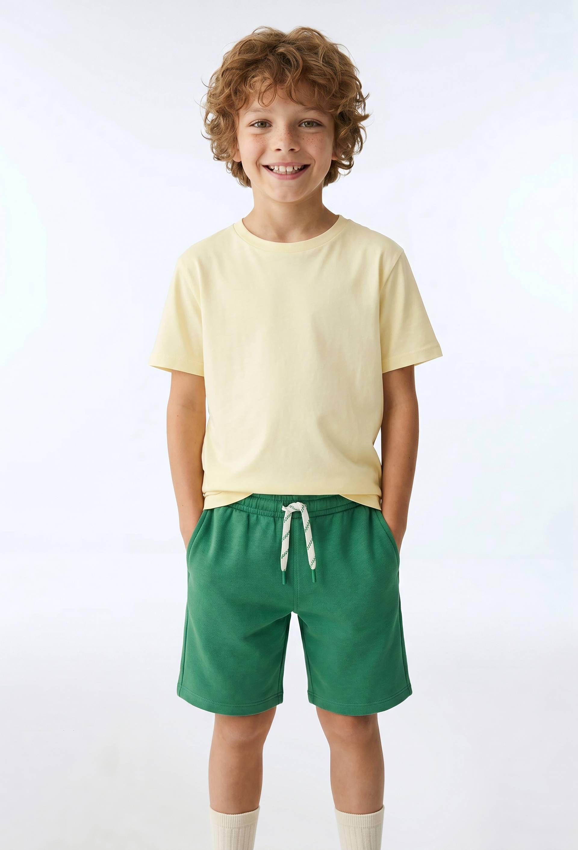 T-shirt manches courtes uni en coton BIO GOTS, Jaune clair, large image number 0.0