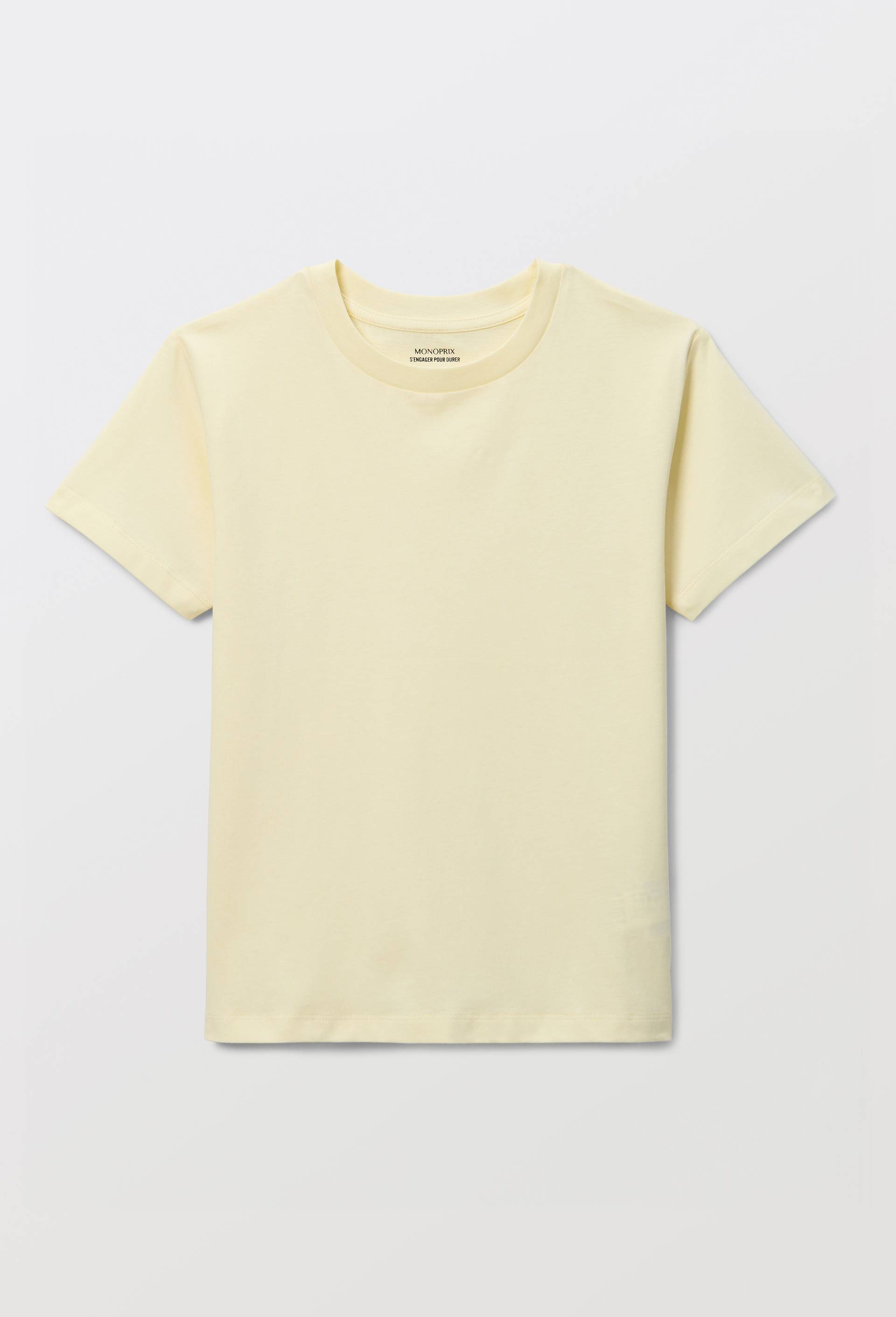 T-shirt manches courtes uni en coton BIO GOTS, Jaune clair, large image number 1