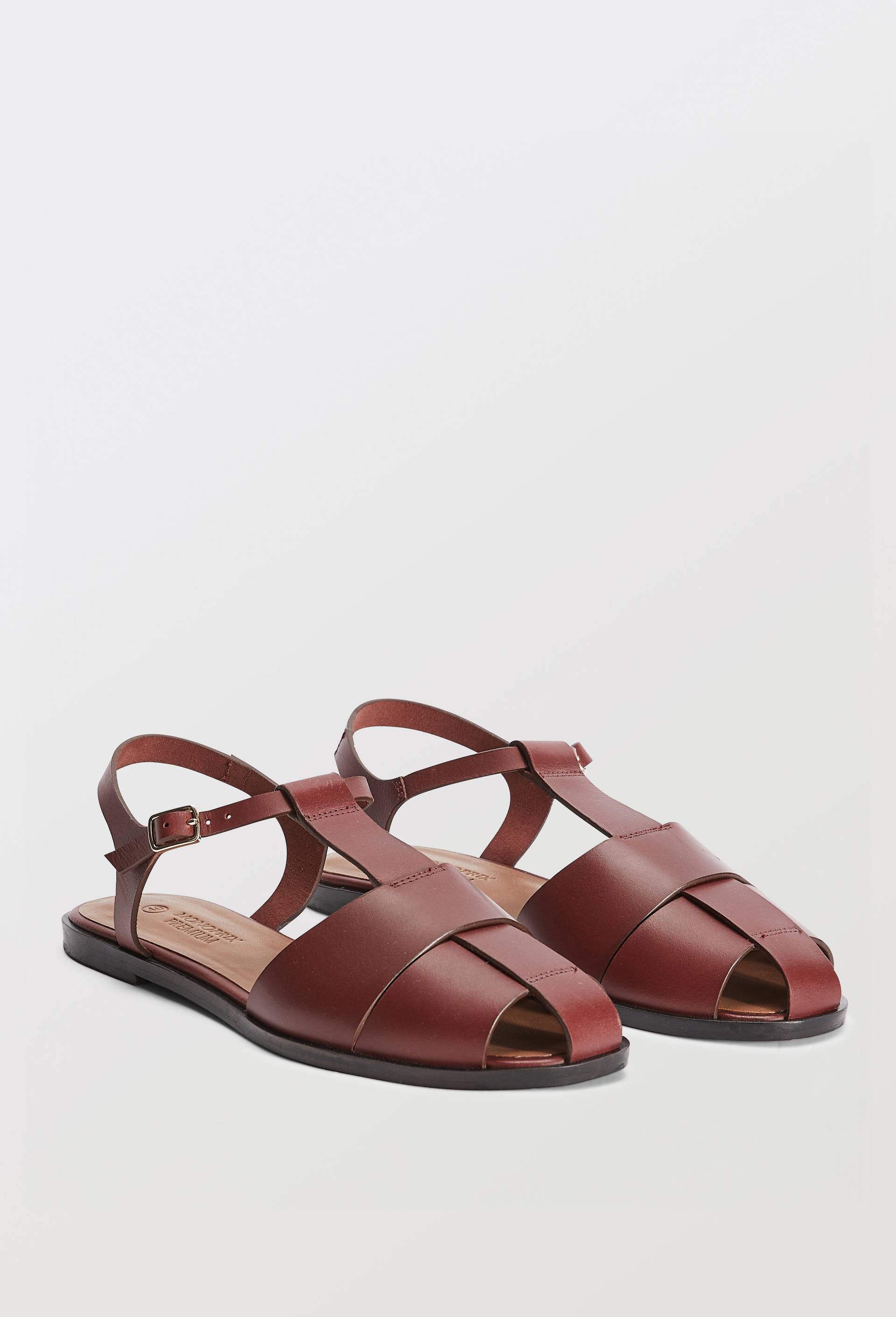 Sandales en cuir, Rouge fonc&eacute;, swatch image