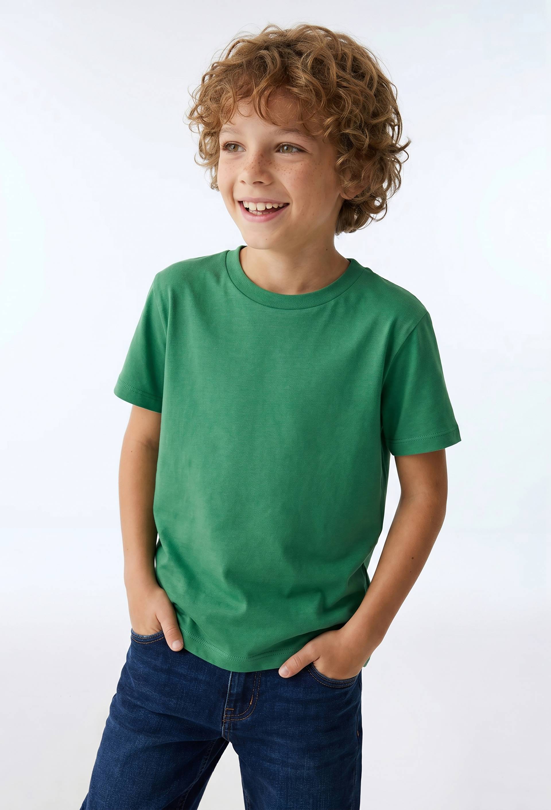 T-shirt manches courtes uni en coton BIO GOTS, Vert, large image number 0