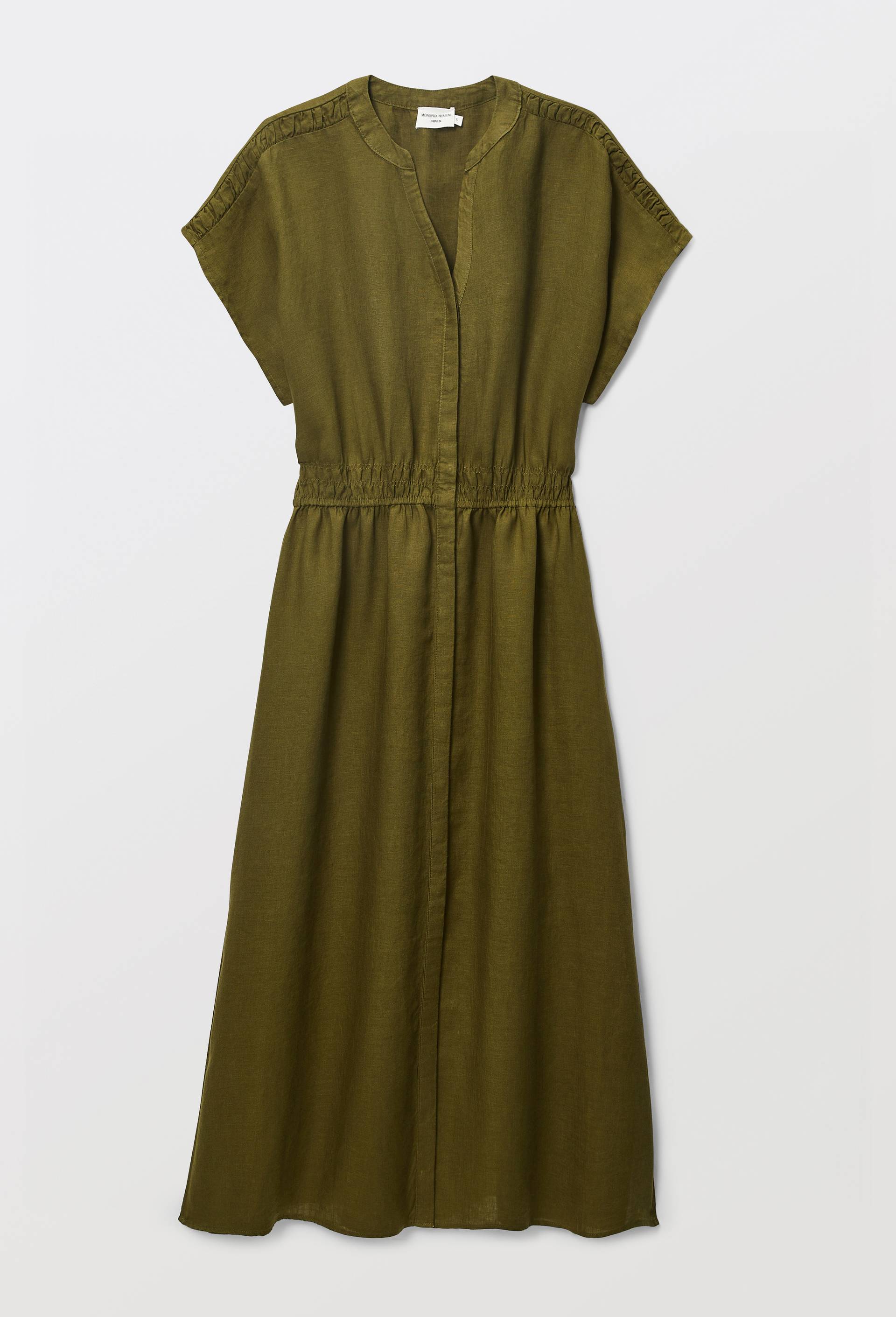 Robe midi unie en lin, Vert fonc&eacute;, large image number 3