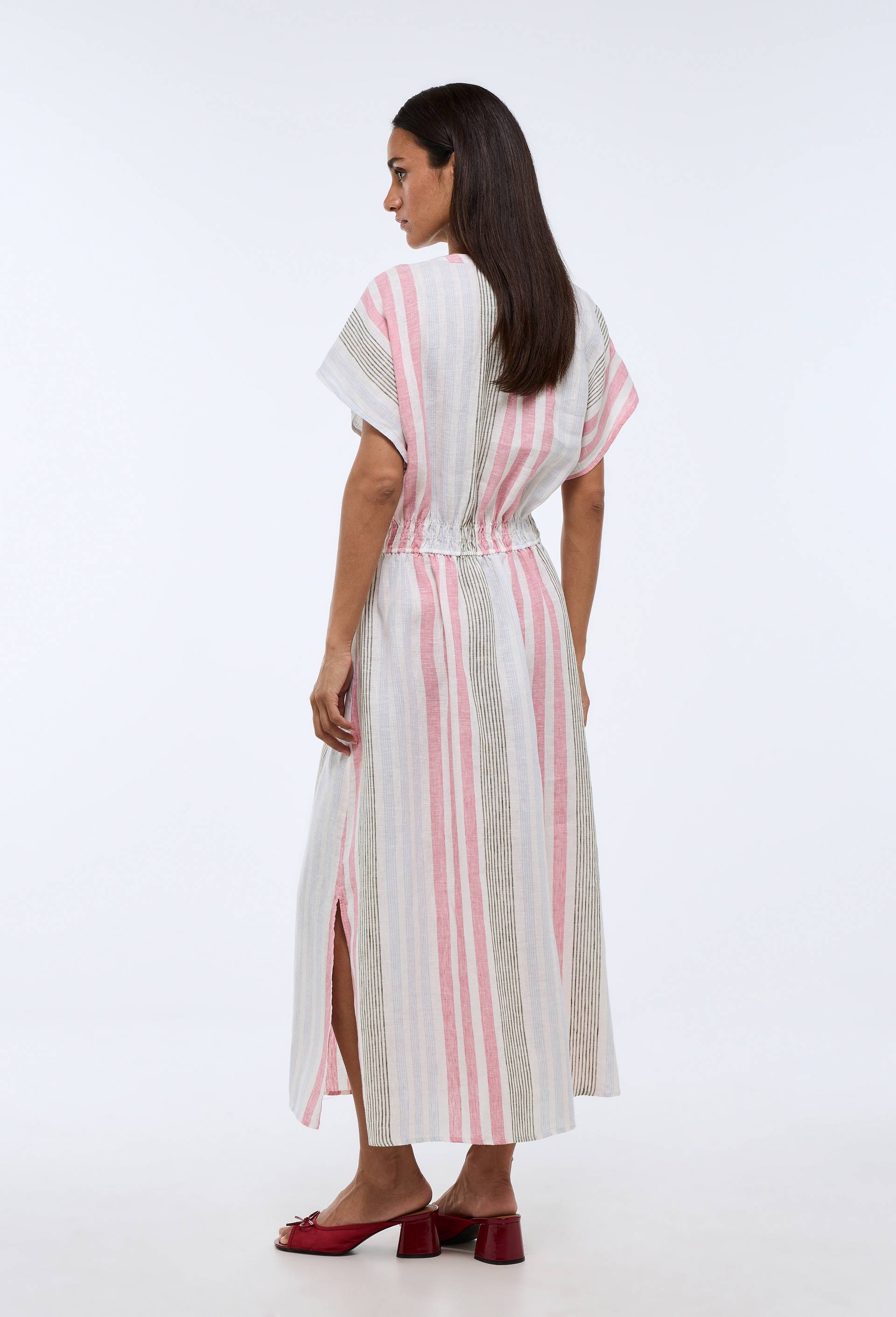 Robe midi imprim&eacute;e en lin, Rose, large image number 1