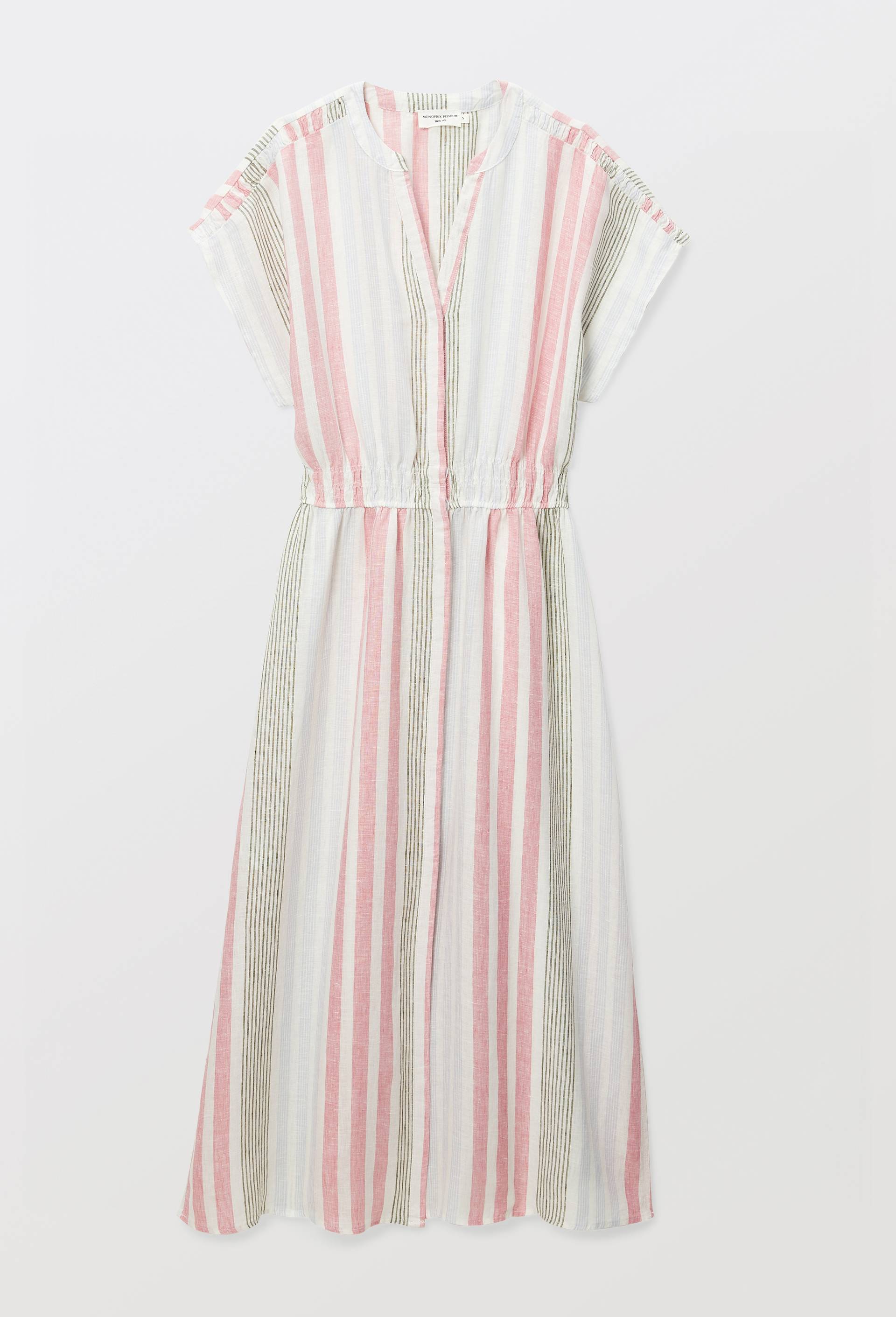 Robe midi imprim&eacute;e en lin, Rose, large image number 2