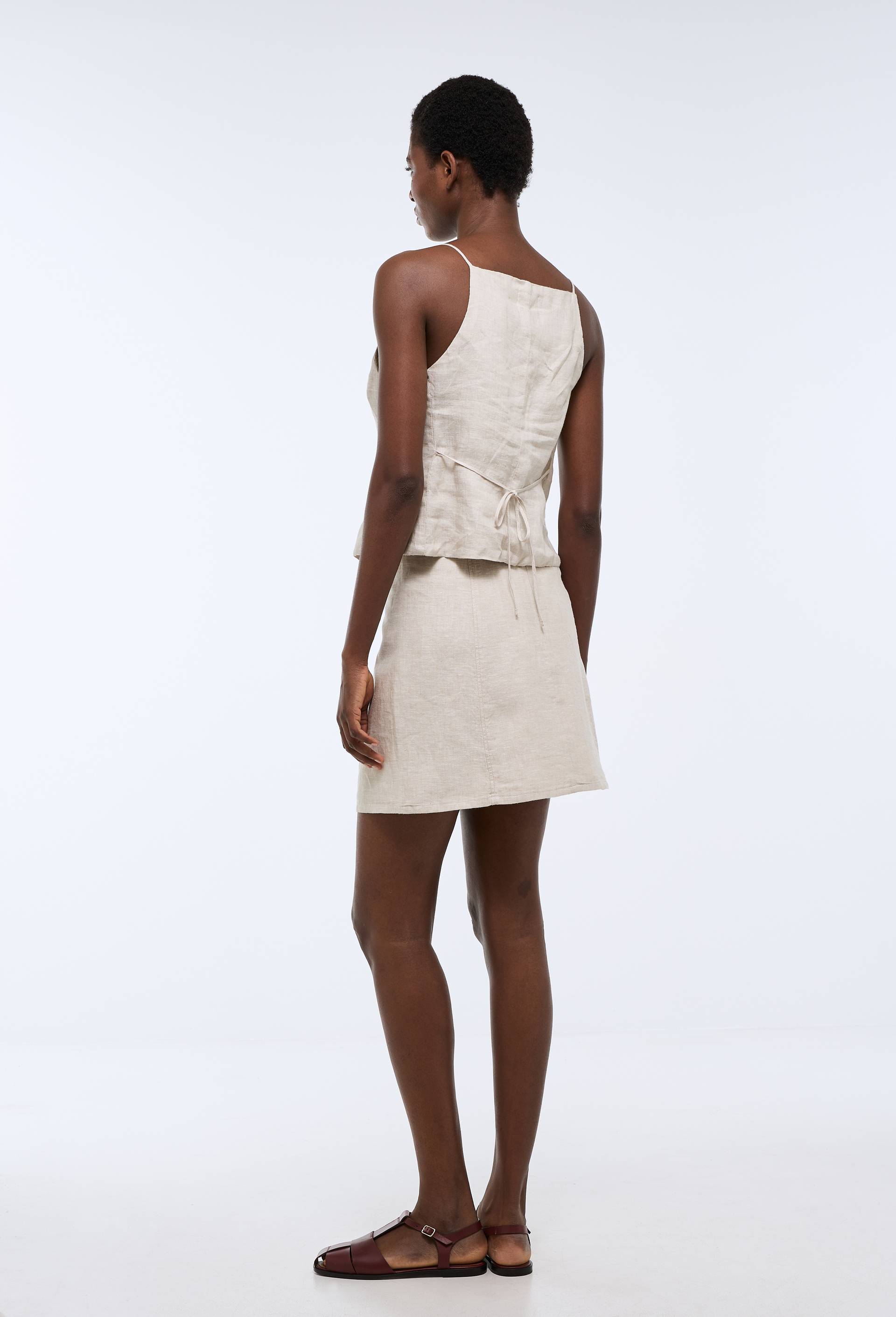 Jupe courte en lin, Beige, large image number 2.0