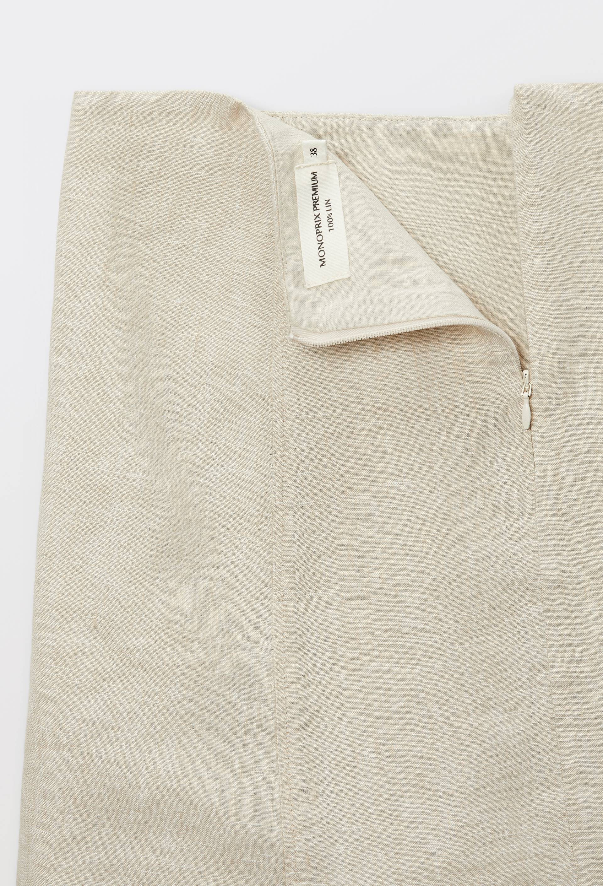Jupe courte en lin, Beige, large image number 5