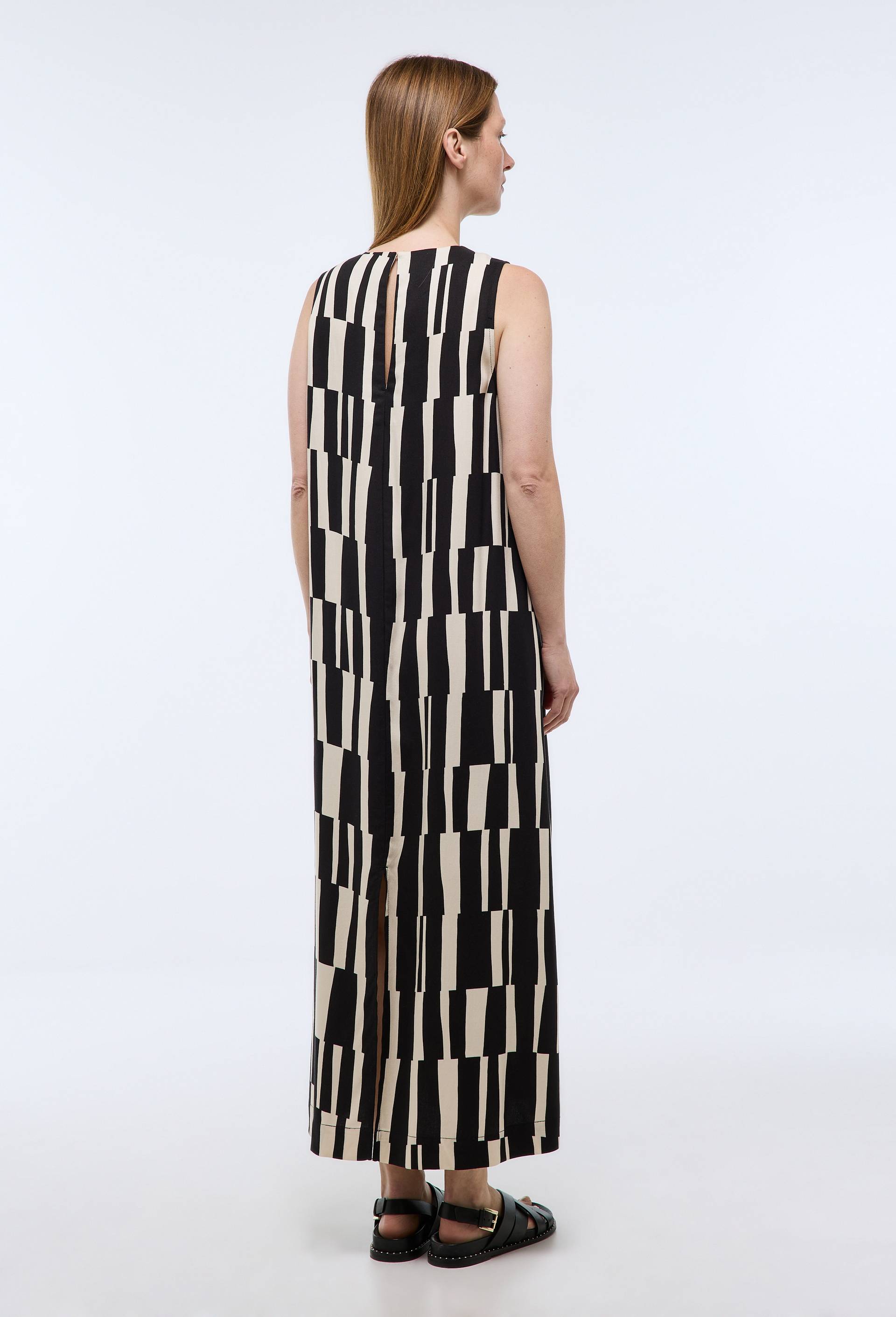 Robe longue sans manches imprim&eacute;e, Noir, large image number 1