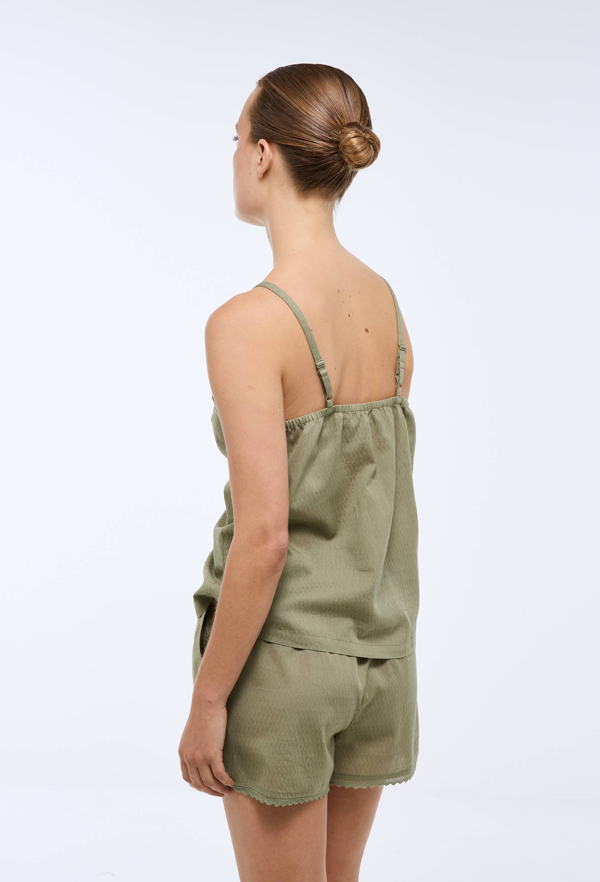Pyjashort bretelles uni en coton BIO GOTS, Vert fonc&eacute;, large image number 1