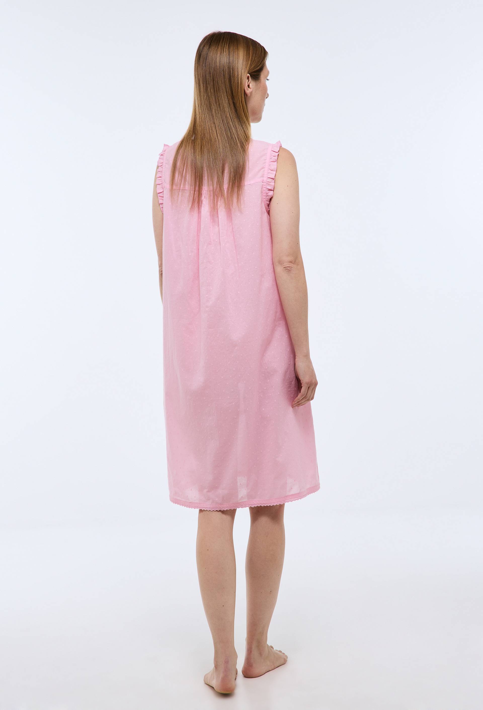 Chemise de nuit unie en plumetis de coton BIO GOTS, Rose, large image number 1