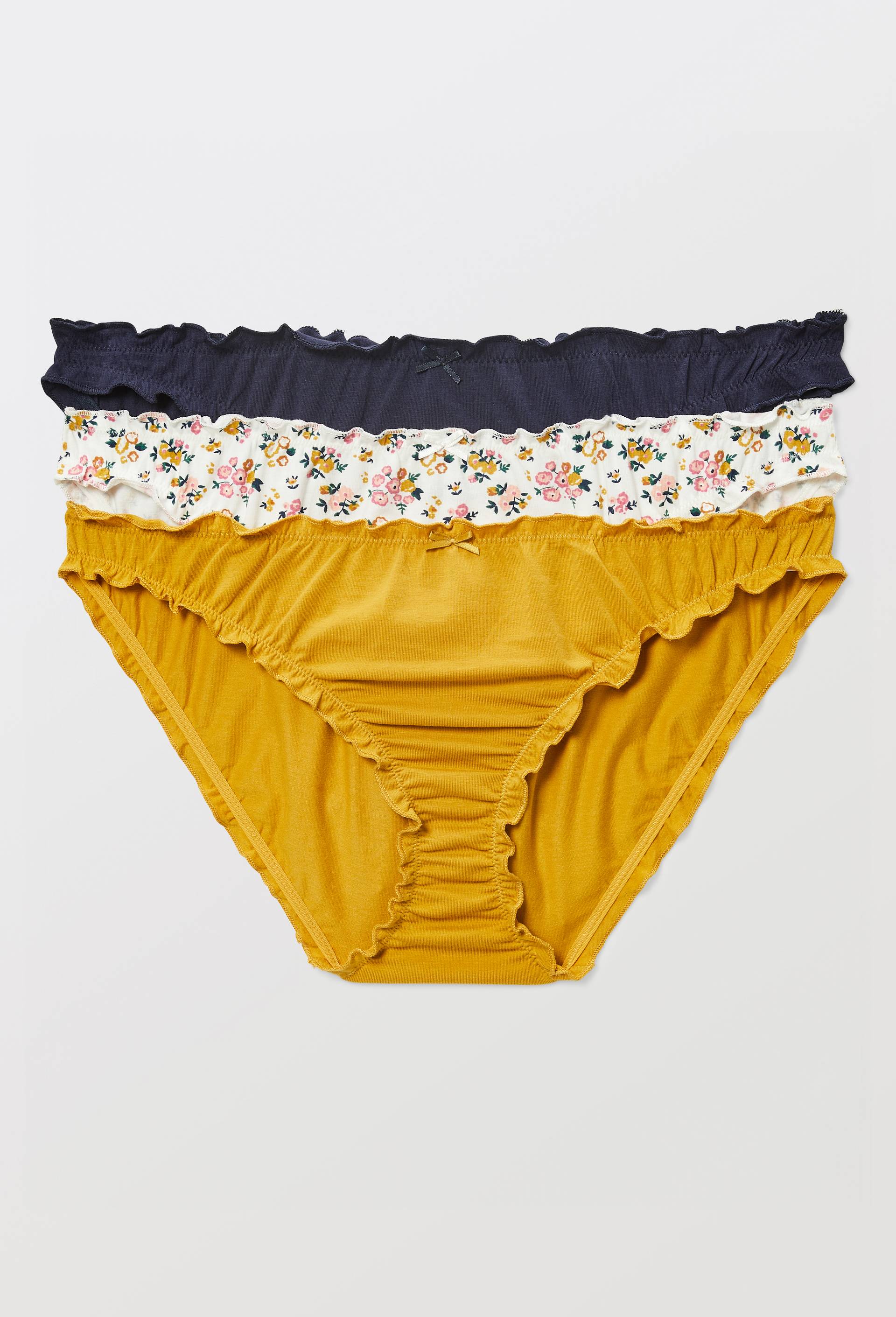 Lot de 3 culottes froufrou JULIE en coton BIO, Ecru, large image number 0