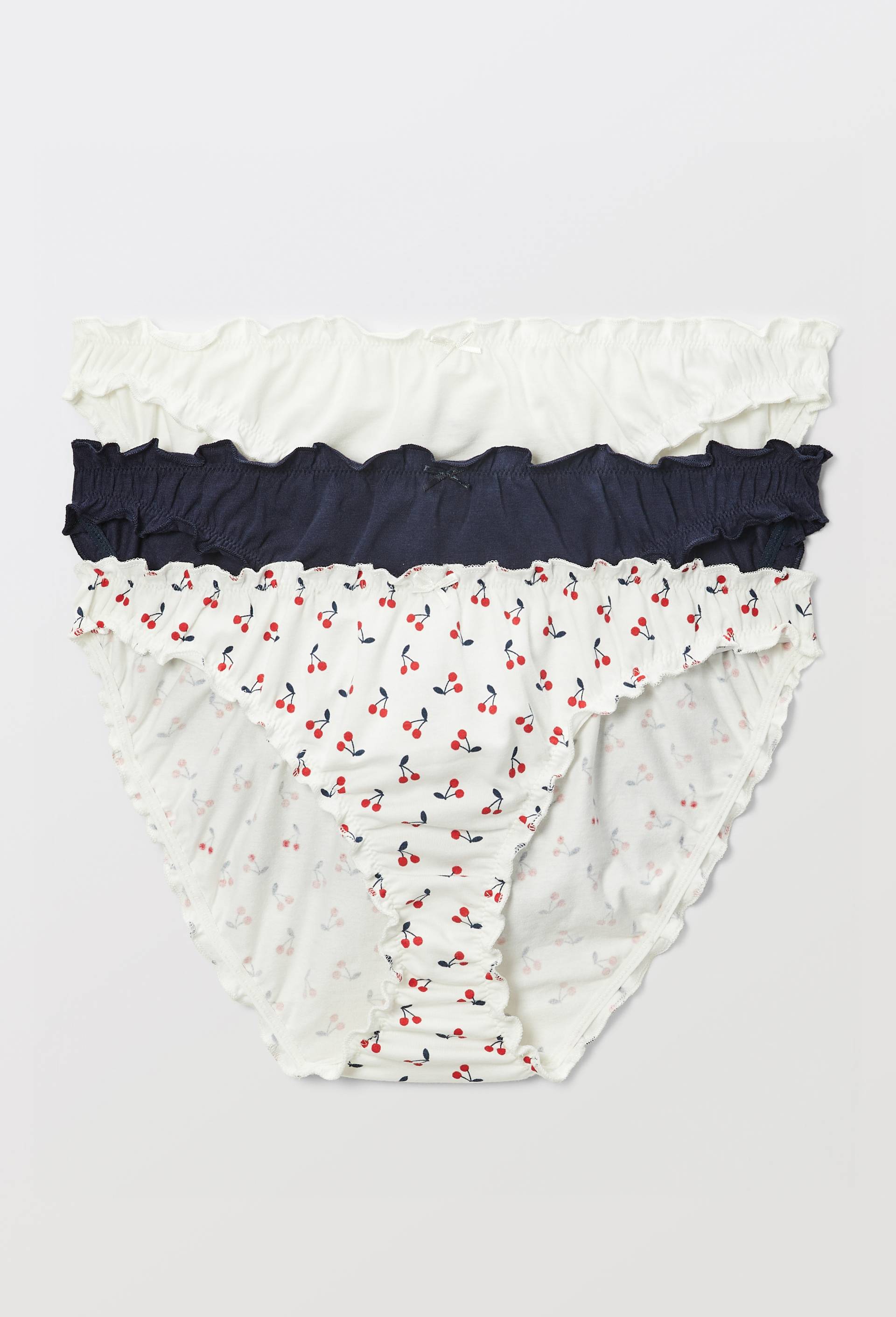 Lot de 3 culottes froufrou JULIE en coton BIO GOTS, Ecru, large image number 0.0