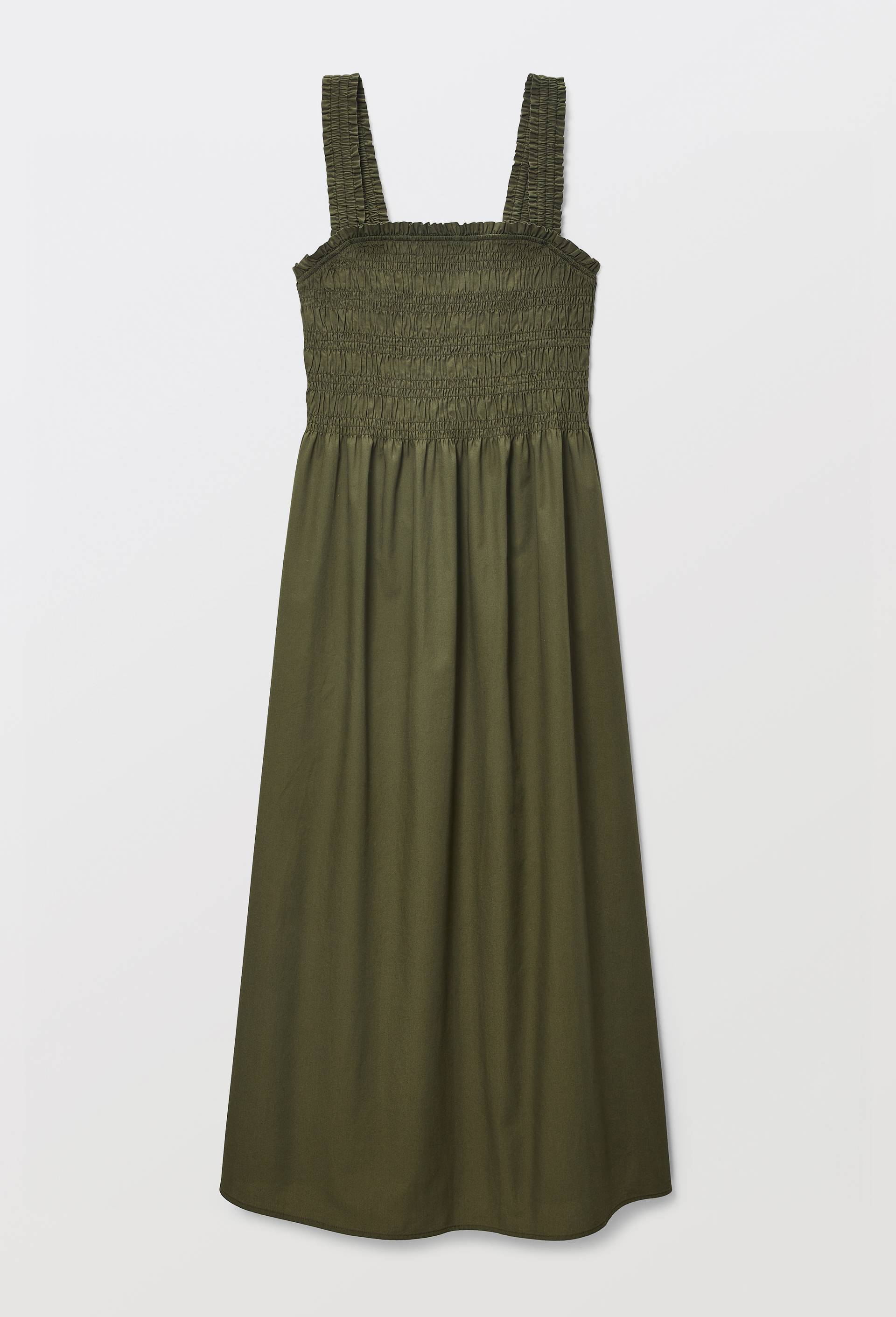 Robe midi smock&eacute;e en coton BIO GOTS, Vert fonc&eacute;, large image number 3.0