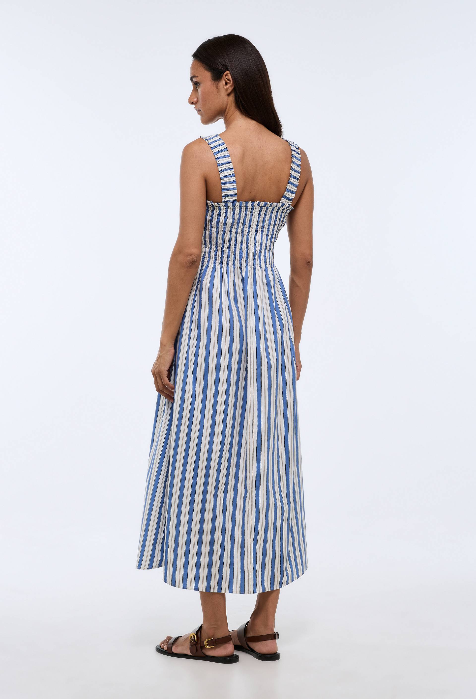 Robe midi smock&eacute;e imprim&eacute;e en coton BIO GOTS, Bleu, large image number 2.0
