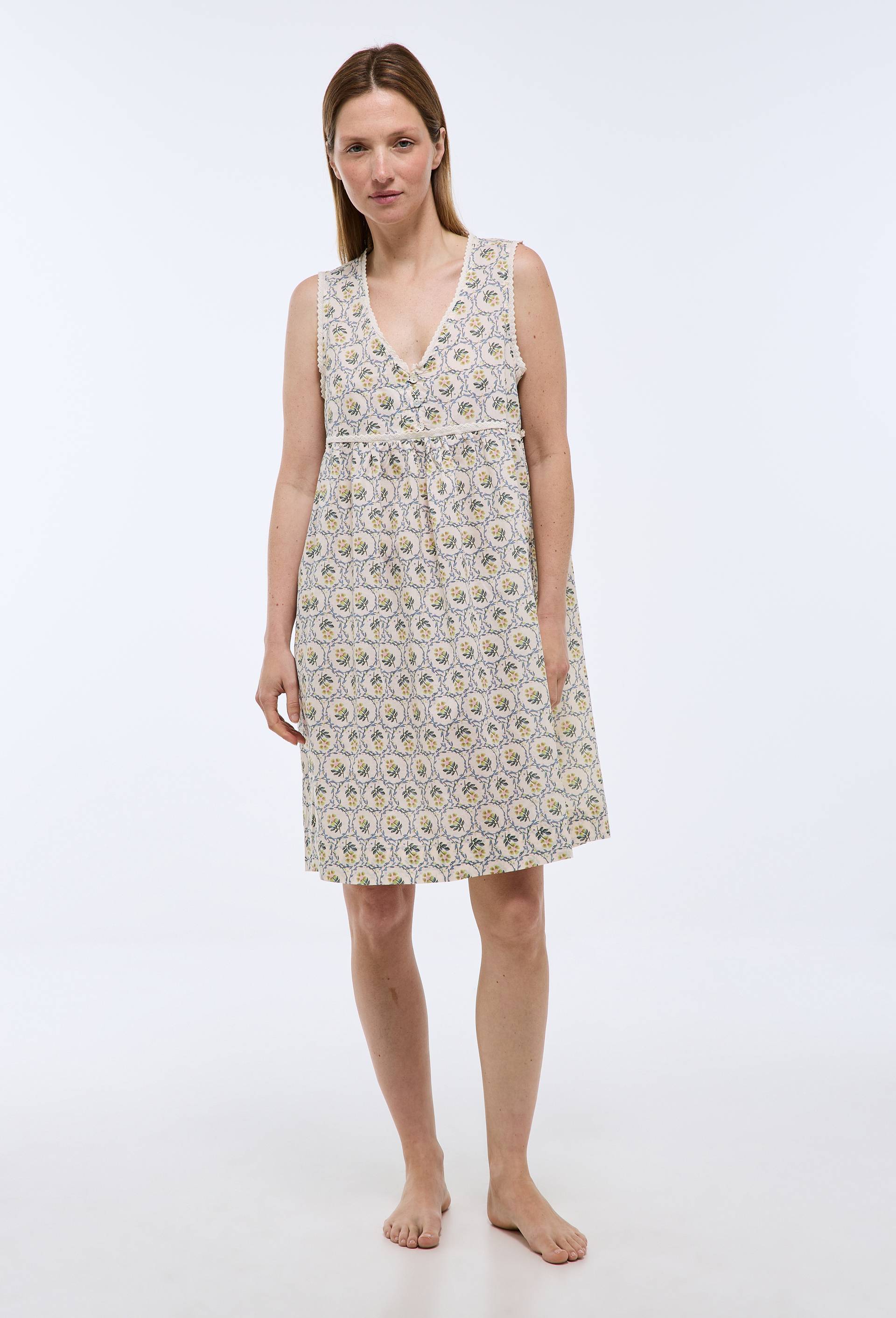 Chemise de nuit imprim&eacute;e en coton bio GOTS, Beige clair, large image number 0