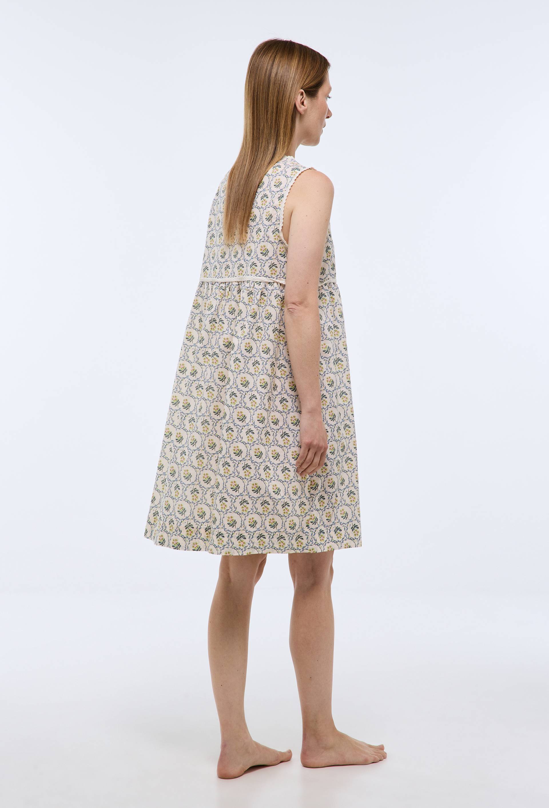 Chemise de nuit imprim&eacute;e en coton bio GOTS, Beige clair, large image number 1