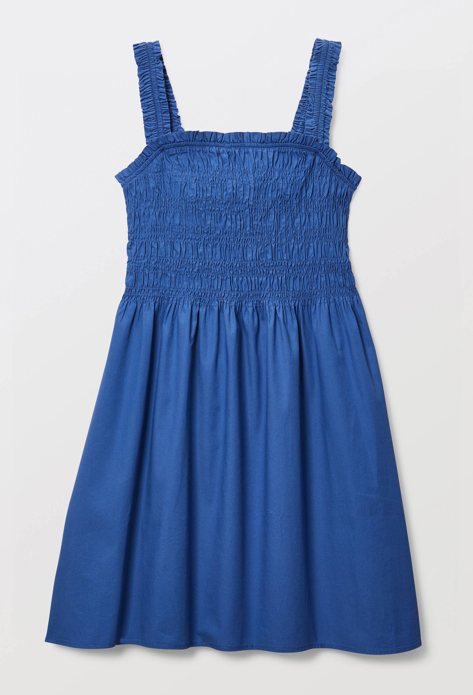 Robe courte smock&eacute;e en coton BIO GOTS, Bleu, large image number 3