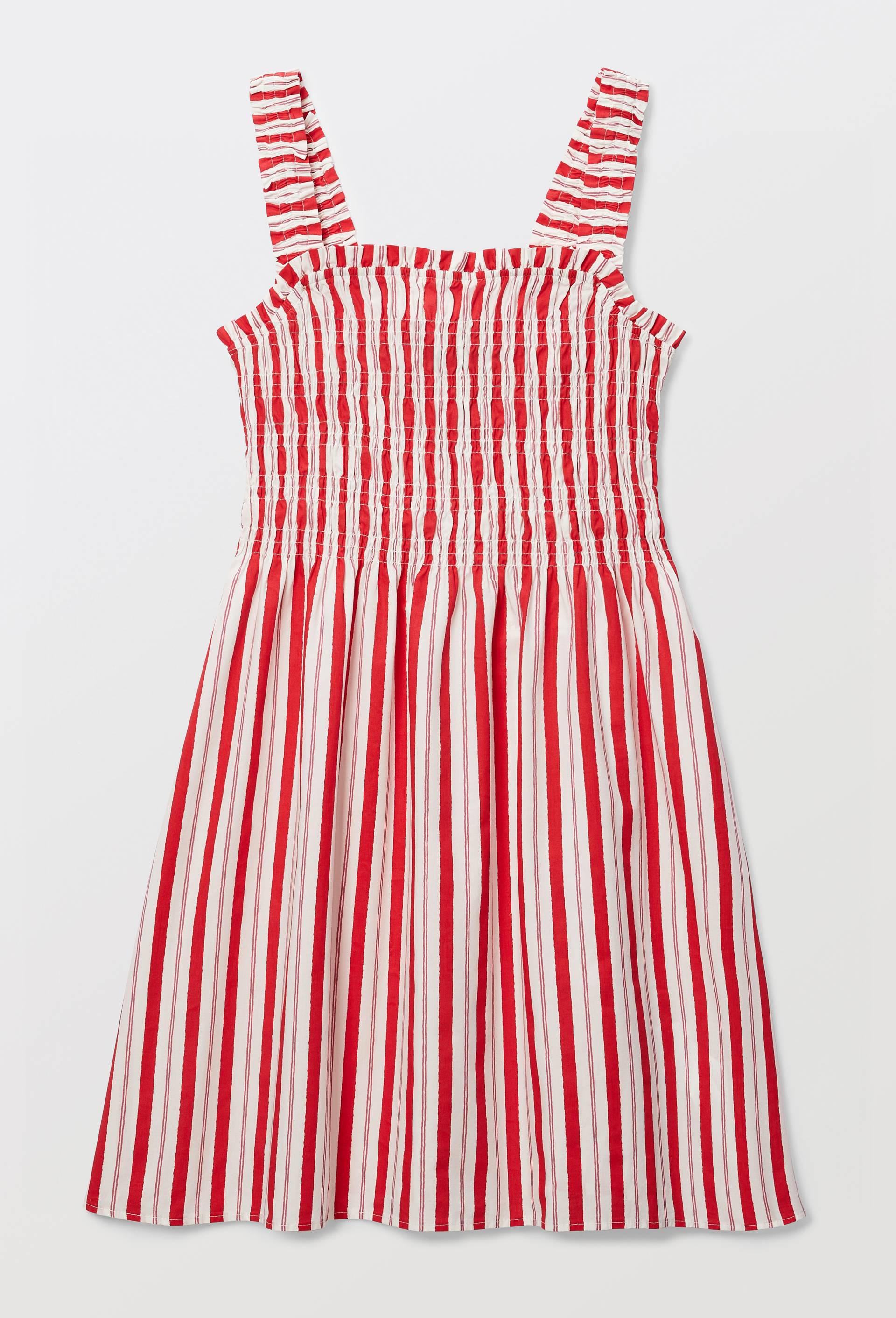 Robe courte smock&eacute;e imprim&eacute;e en coton BIO GOTS, Rouge, large image number 3