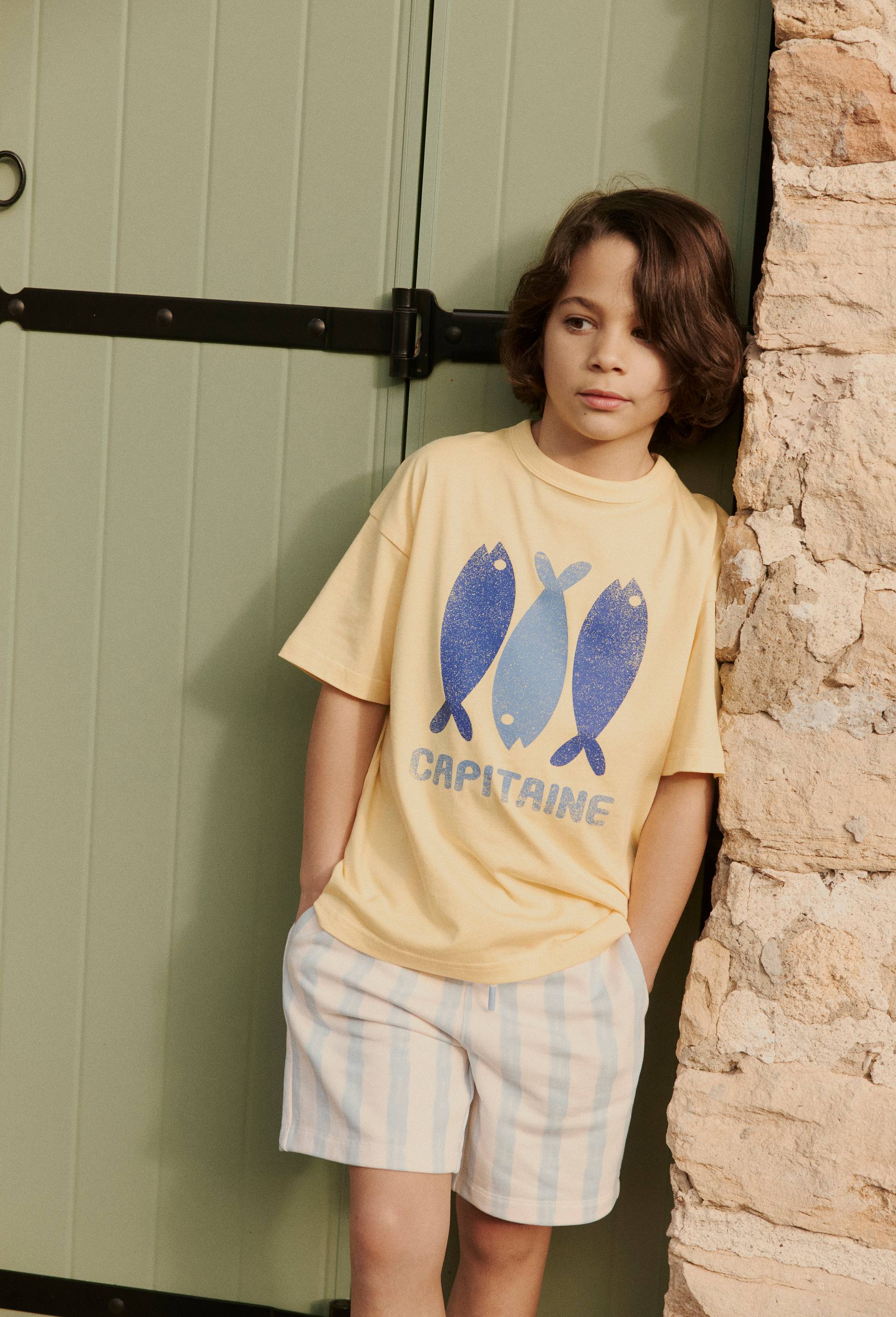 T-shirt manches courtes imprim&eacute; en coton BIO GOTS, Jaune, large image number 0