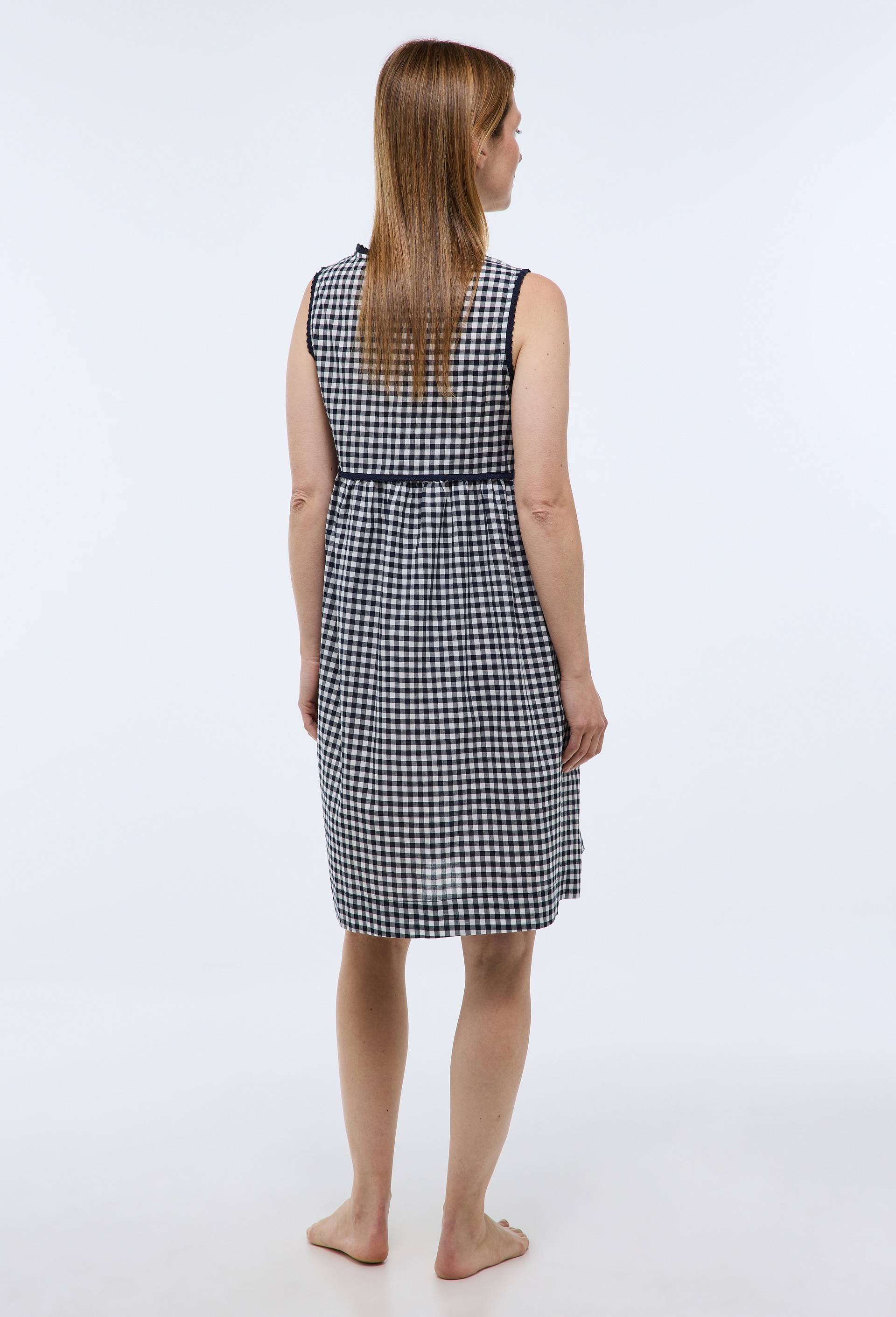Chemise de nuit vichy en voile de coton bio GOTS, Bleu fonc&eacute;, large image number 1.0
