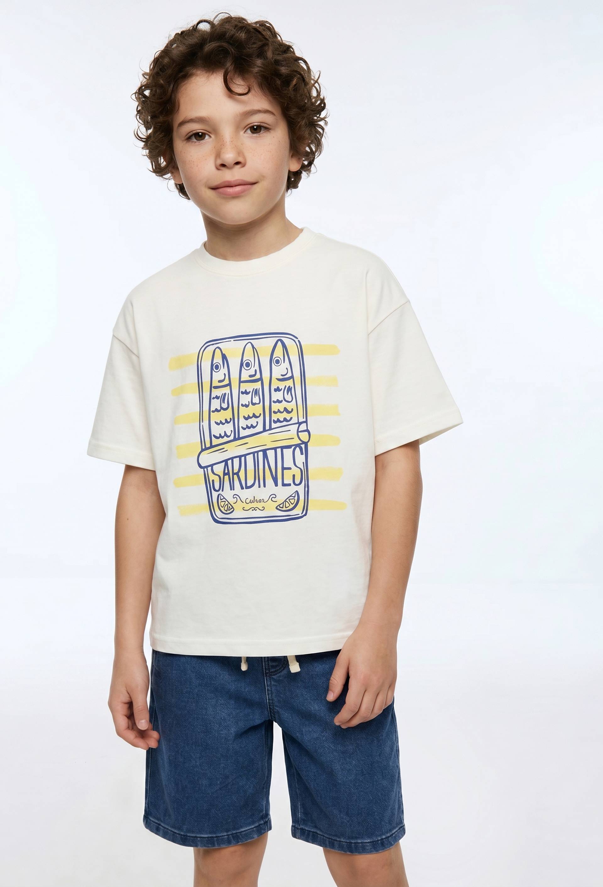 T-shirt manches courtes imprim&eacute; en coton BIO GOTS, Ecru, large image number 0