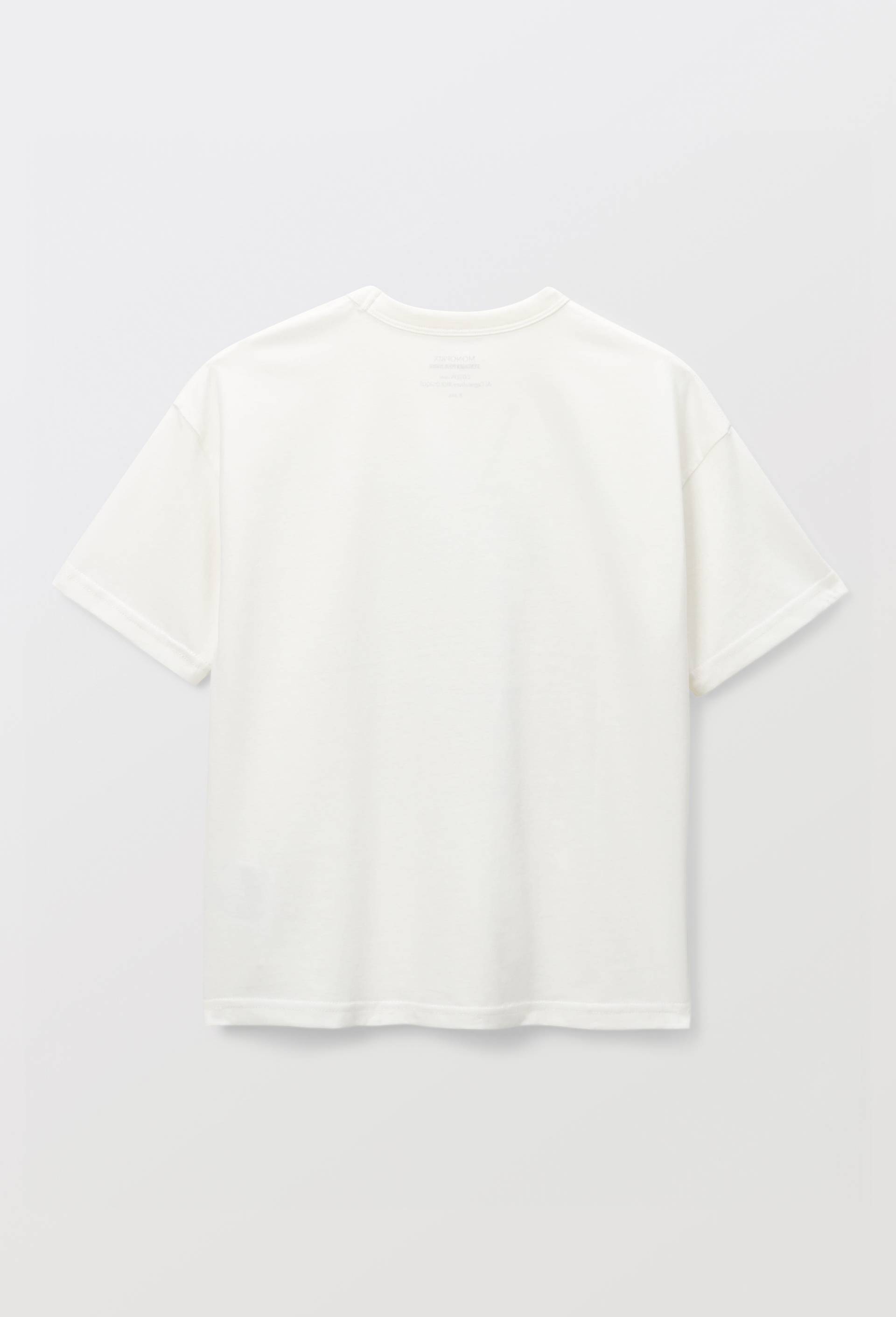 T-shirt manches courtes imprim&eacute; en coton BIO GOTS, Ecru, large image number 2