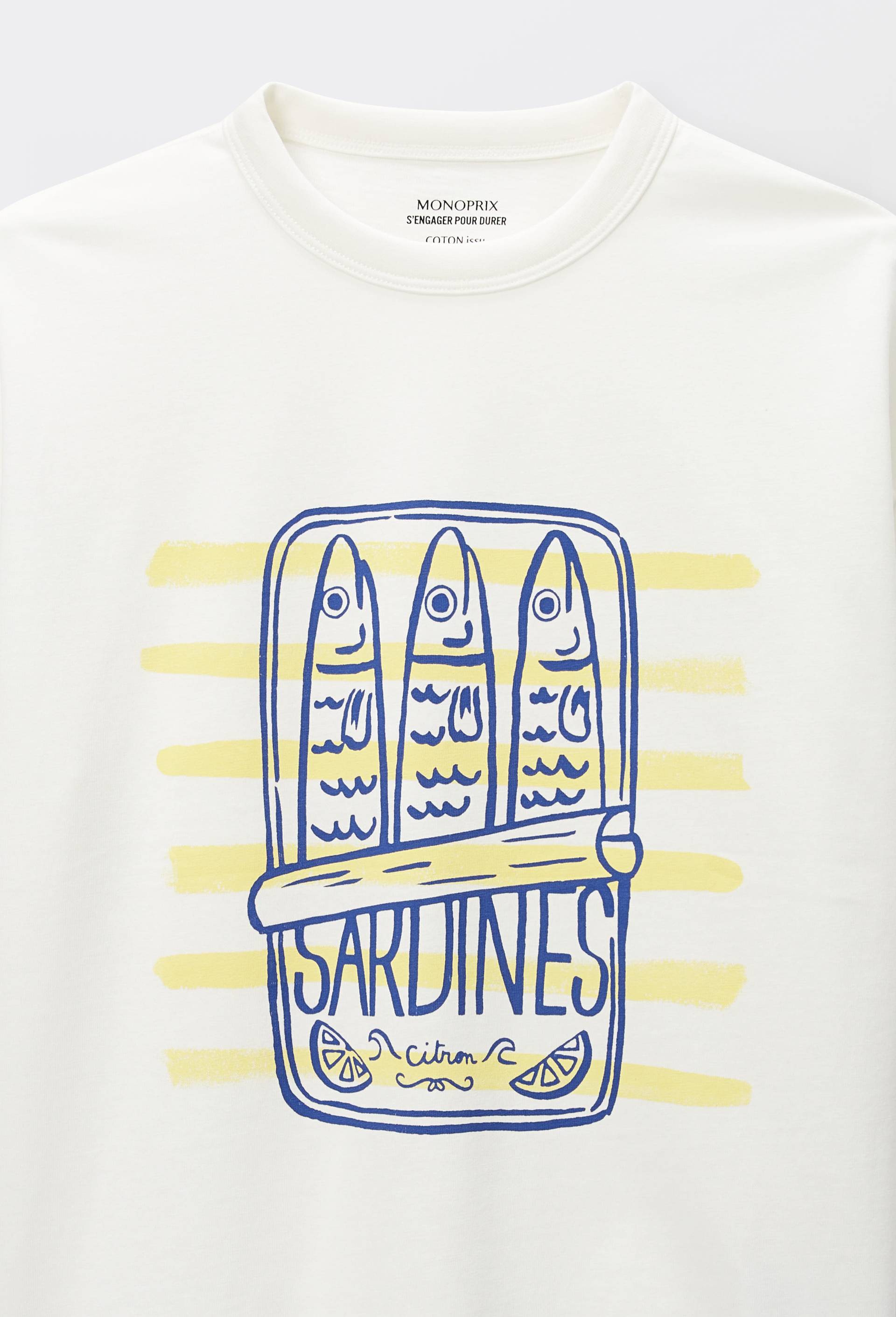 T-shirt manches courtes imprim&eacute; en coton BIO GOTS, Ecru, large image number 3.0
