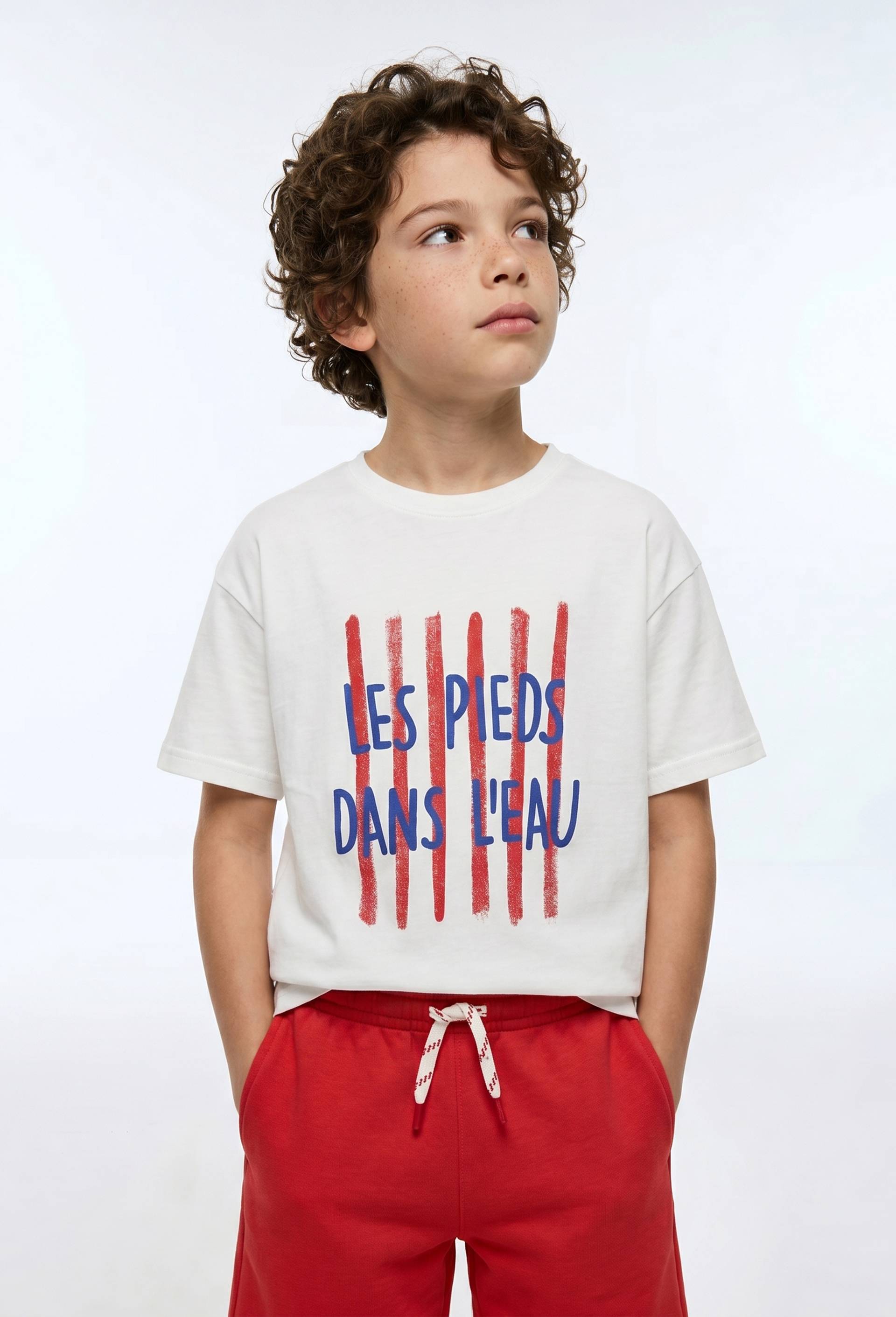 T-shirt manches courtes imprim&eacute; en coton BIO GOTS, Ecru, large image number 0