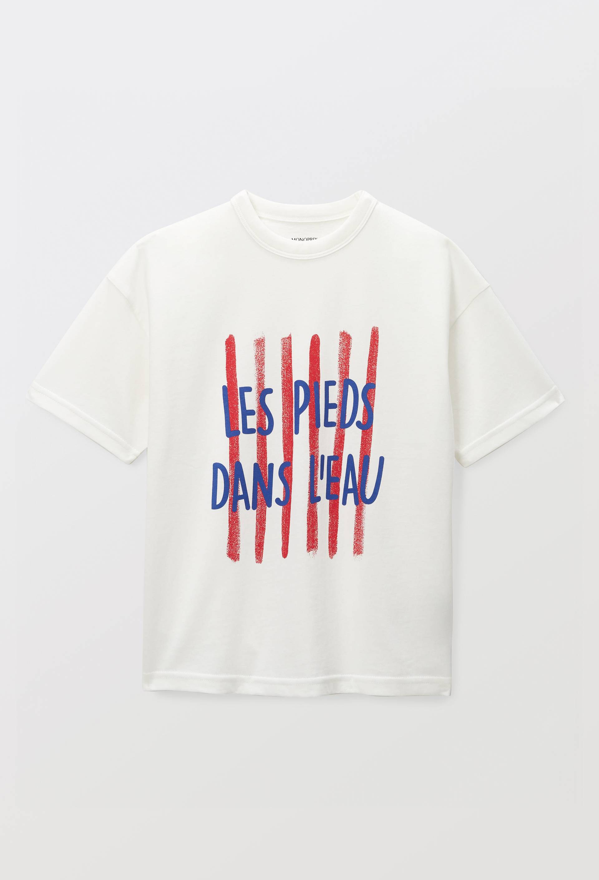 T-shirt manches courtes imprim&eacute; en coton BIO GOTS, Ecru, large image number 1