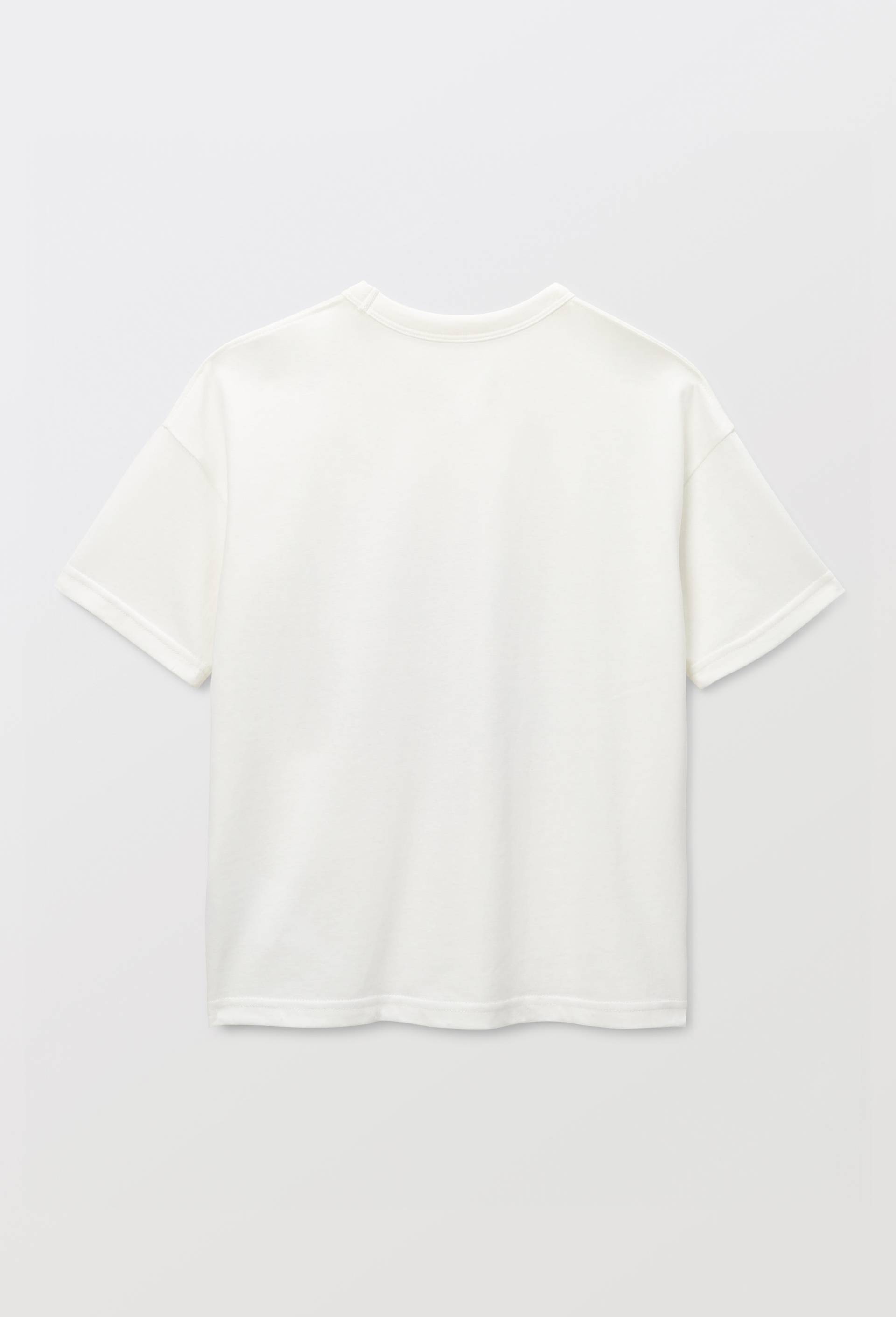T-shirt manches courtes imprim&eacute; en coton BIO GOTS, Ecru, large image number 2