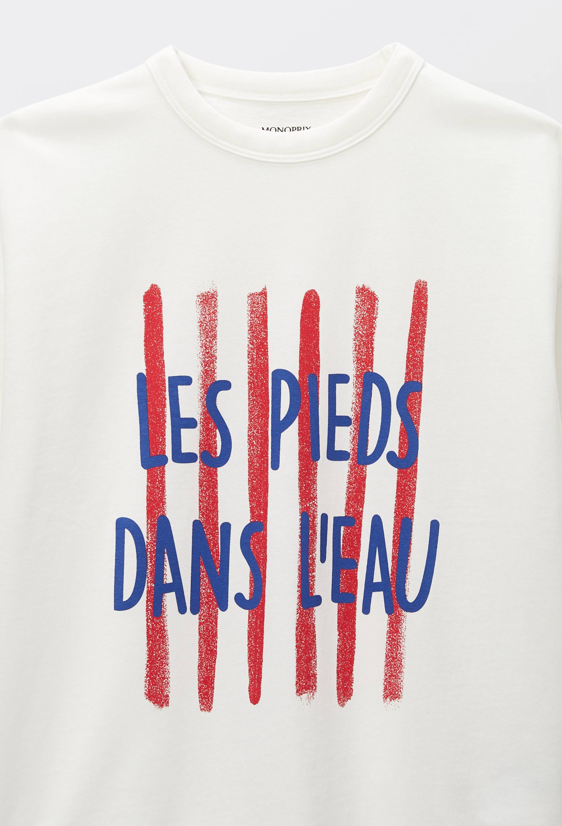 T-shirt manches courtes imprim&eacute; en coton BIO GOTS, Ecru, large image number 3