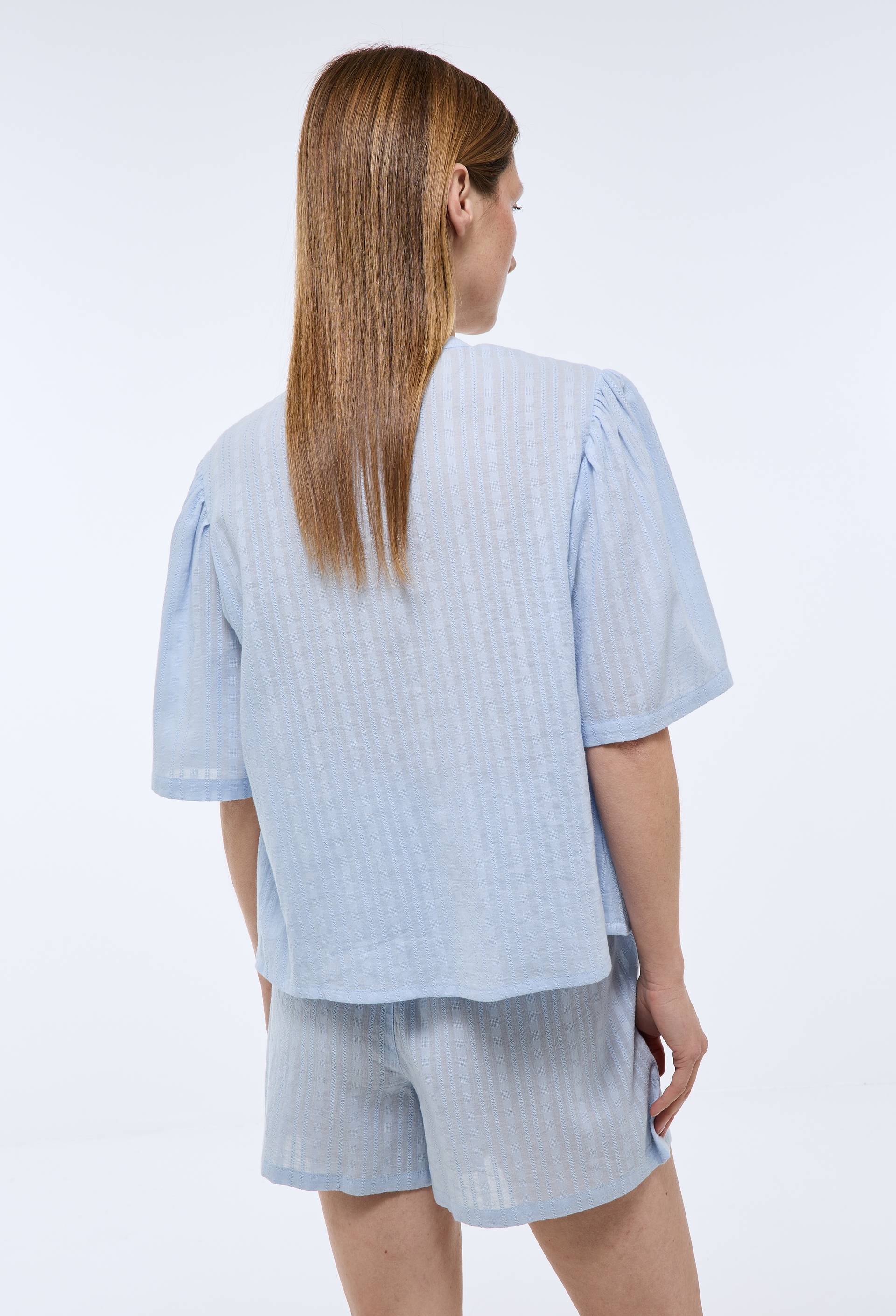 Pyjashort uni en coton BIO GOTS, Bleu clair, large image number 1