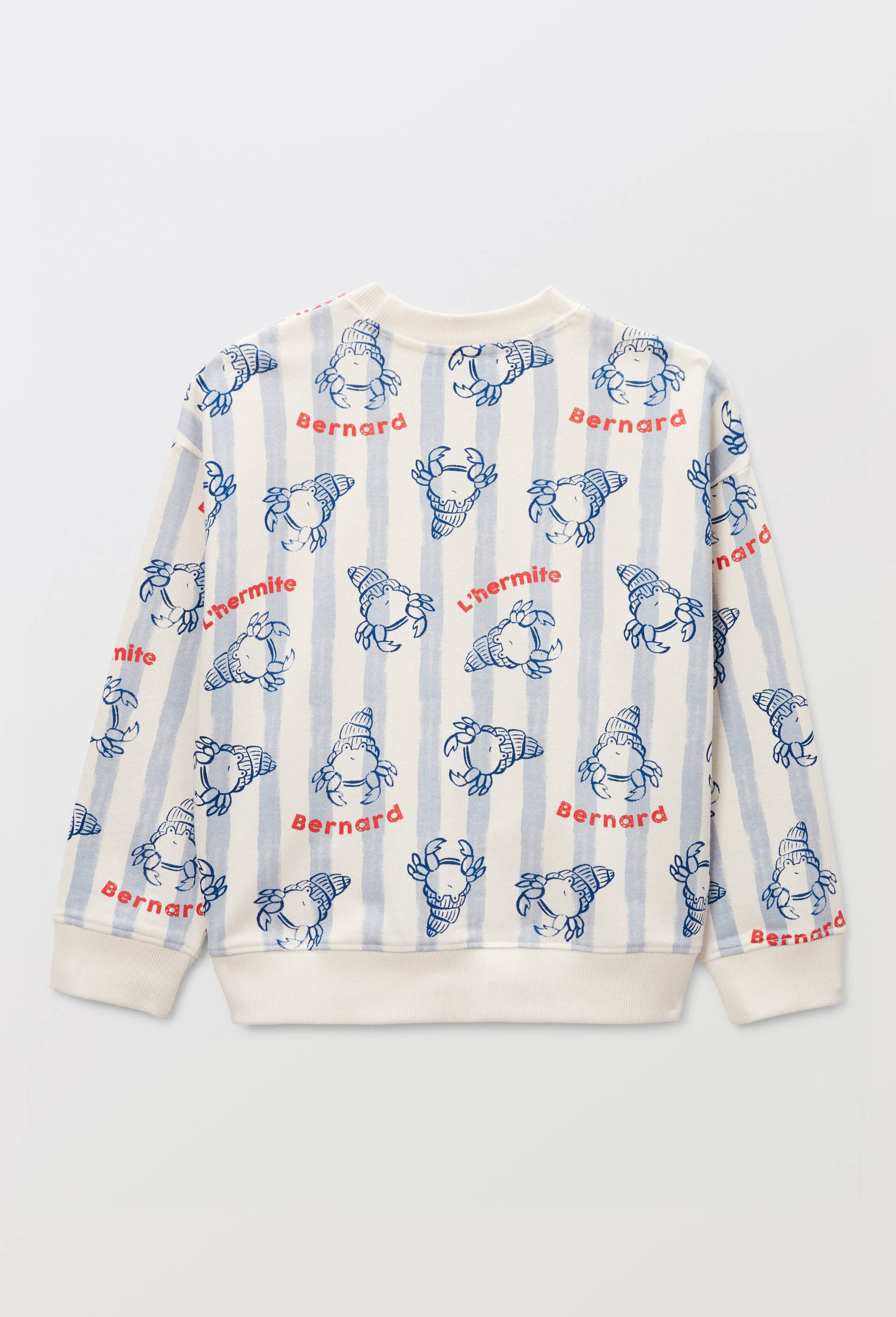 Sweat col rond imprim&eacute; en coton BIO GOTS, Beige clair, large image number 2.0