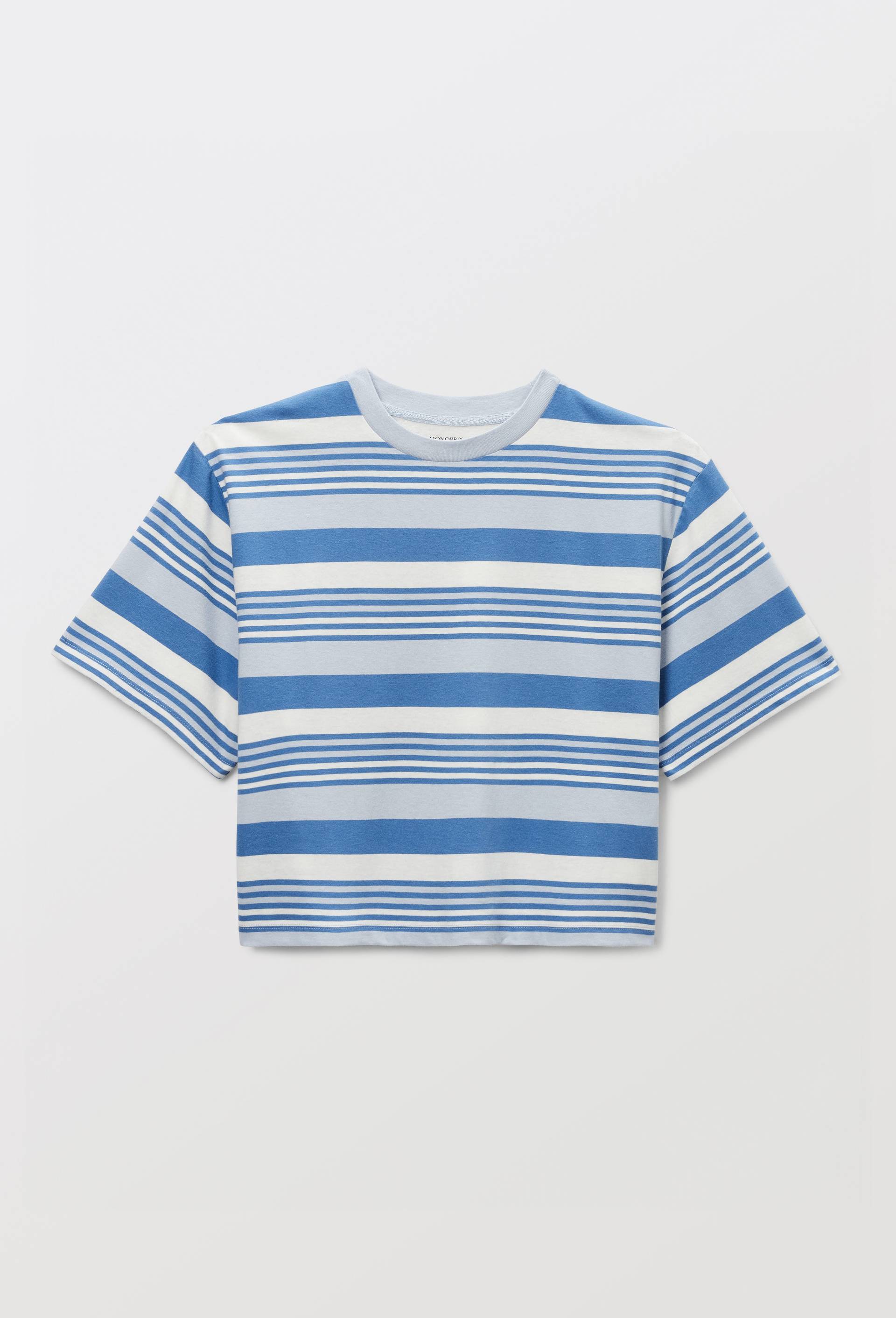 T-shirt manches courtes imprim&eacute; en coton BIO, Bleu, large image number 2