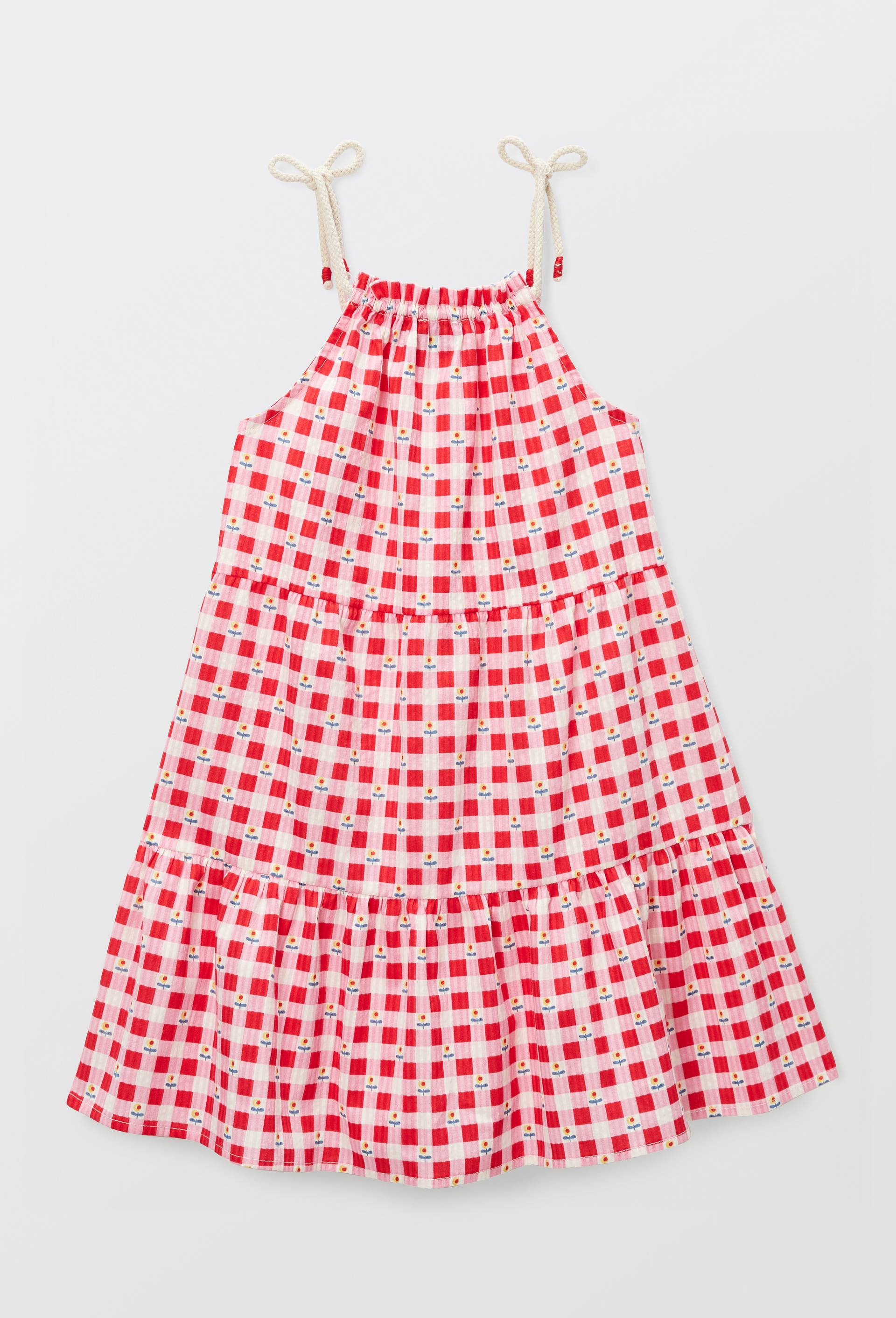 Robe midi &agrave; bretelles imprim&eacute;e en coton, Rouge, large image number 2