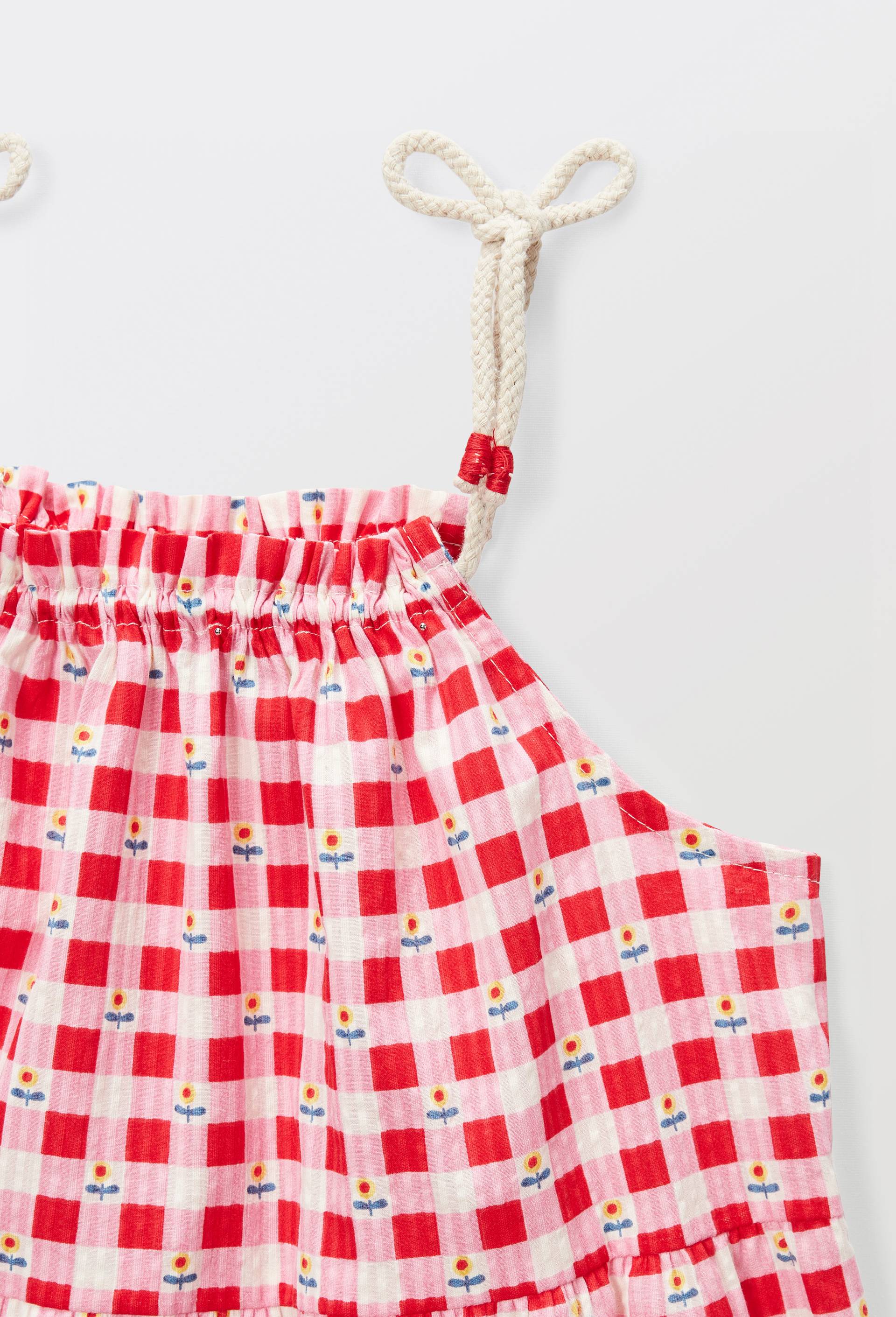 Robe midi &agrave; bretelles imprim&eacute;e en coton, Rouge, large image number 3