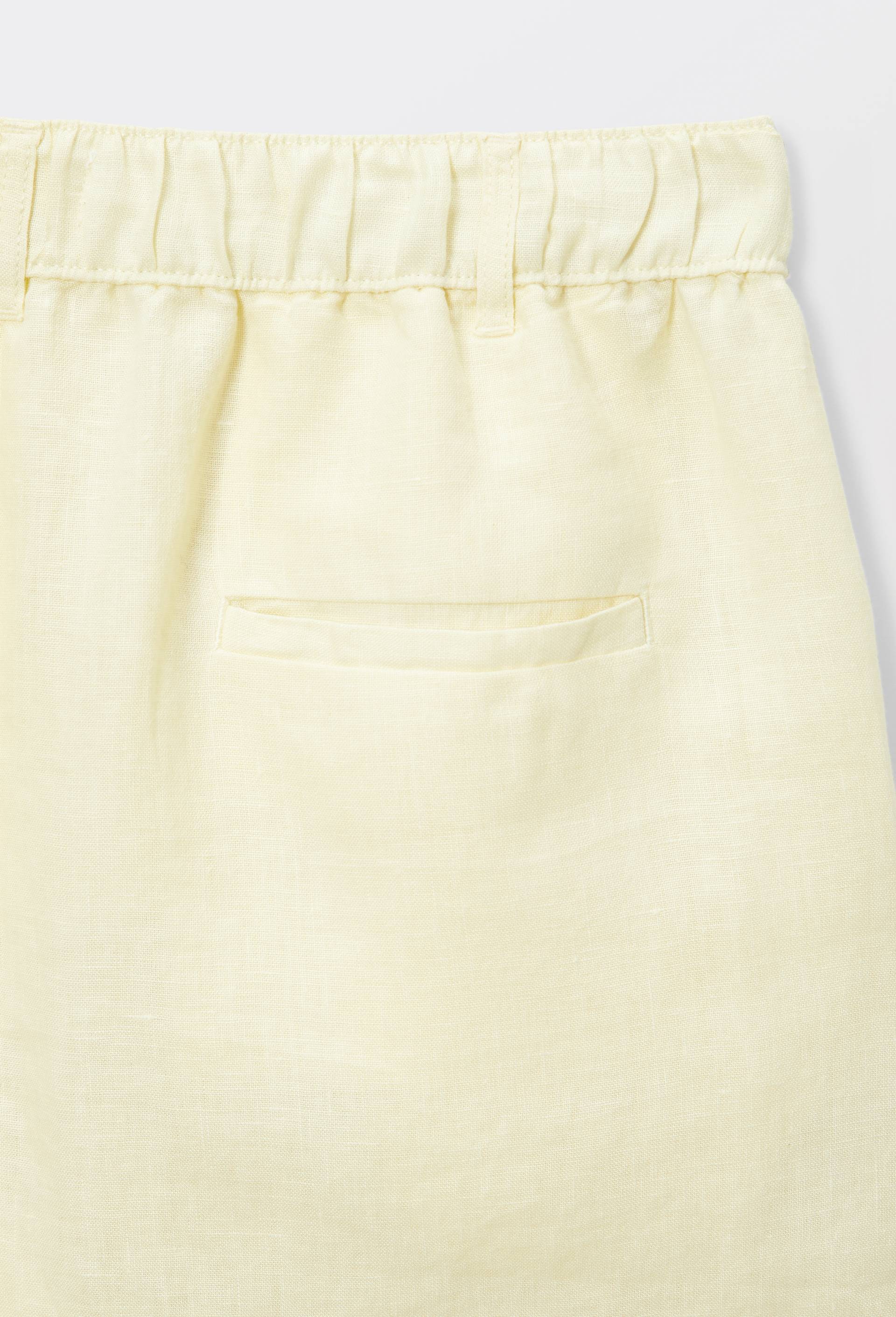 Short en lin taille elastiqu&eacute;e, Jaune clair, large image number 4