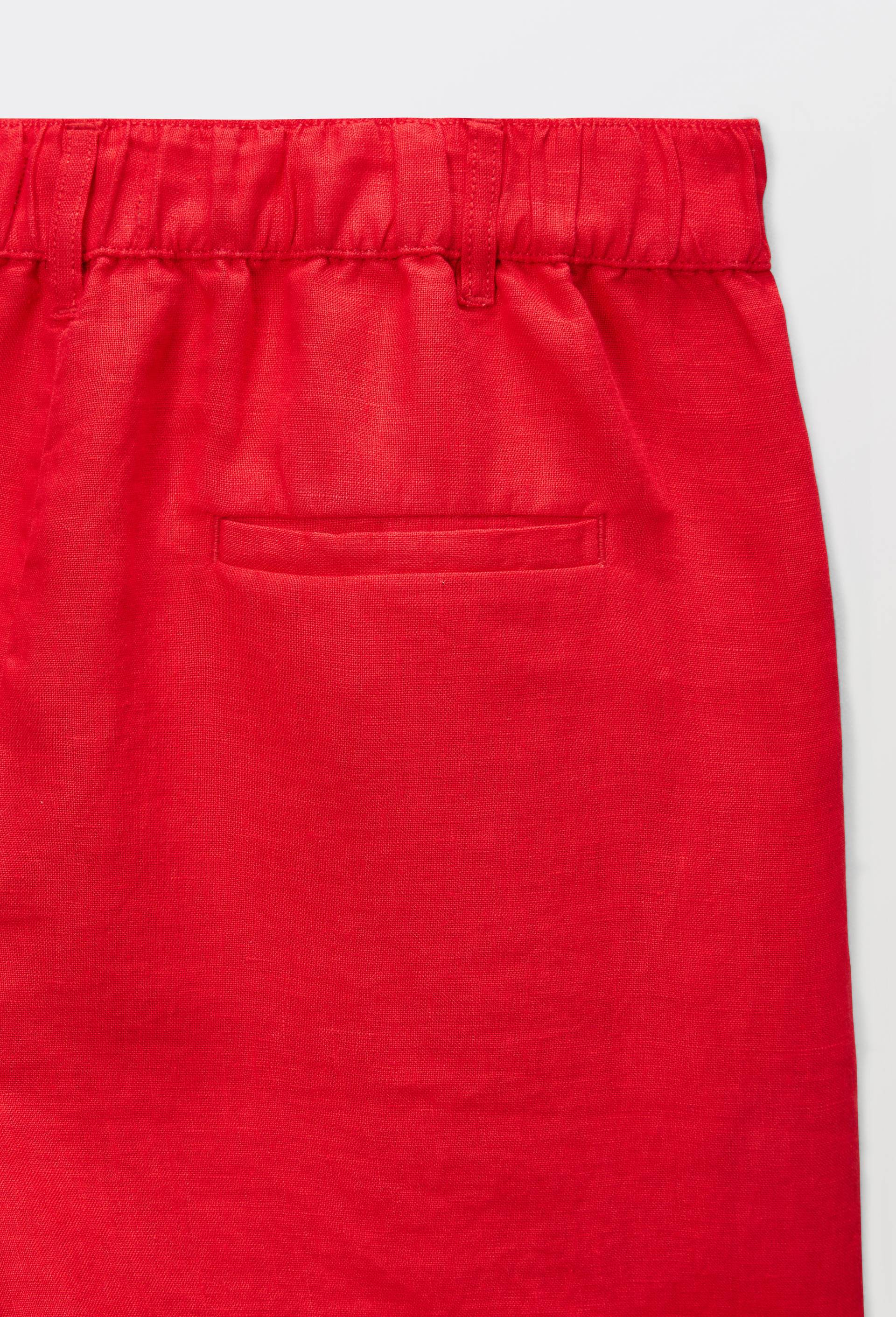 Short en lin taille elastiqu&eacute;e, Rouge, large image number 4.0