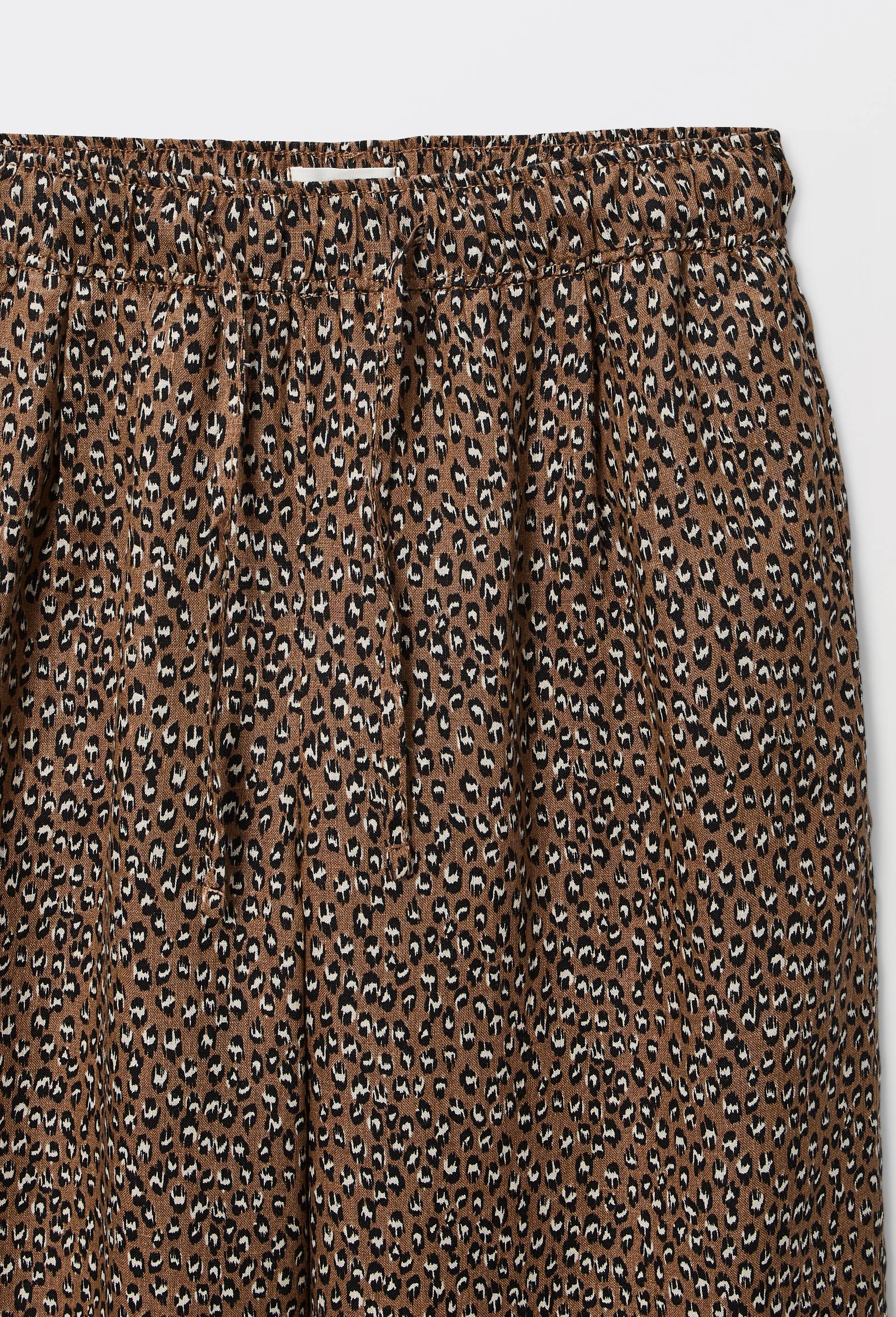 Pantalon large imprim&eacute; &agrave; taille &eacute;lastiqu&eacute;e en lin, Beige, large image number 3.0
