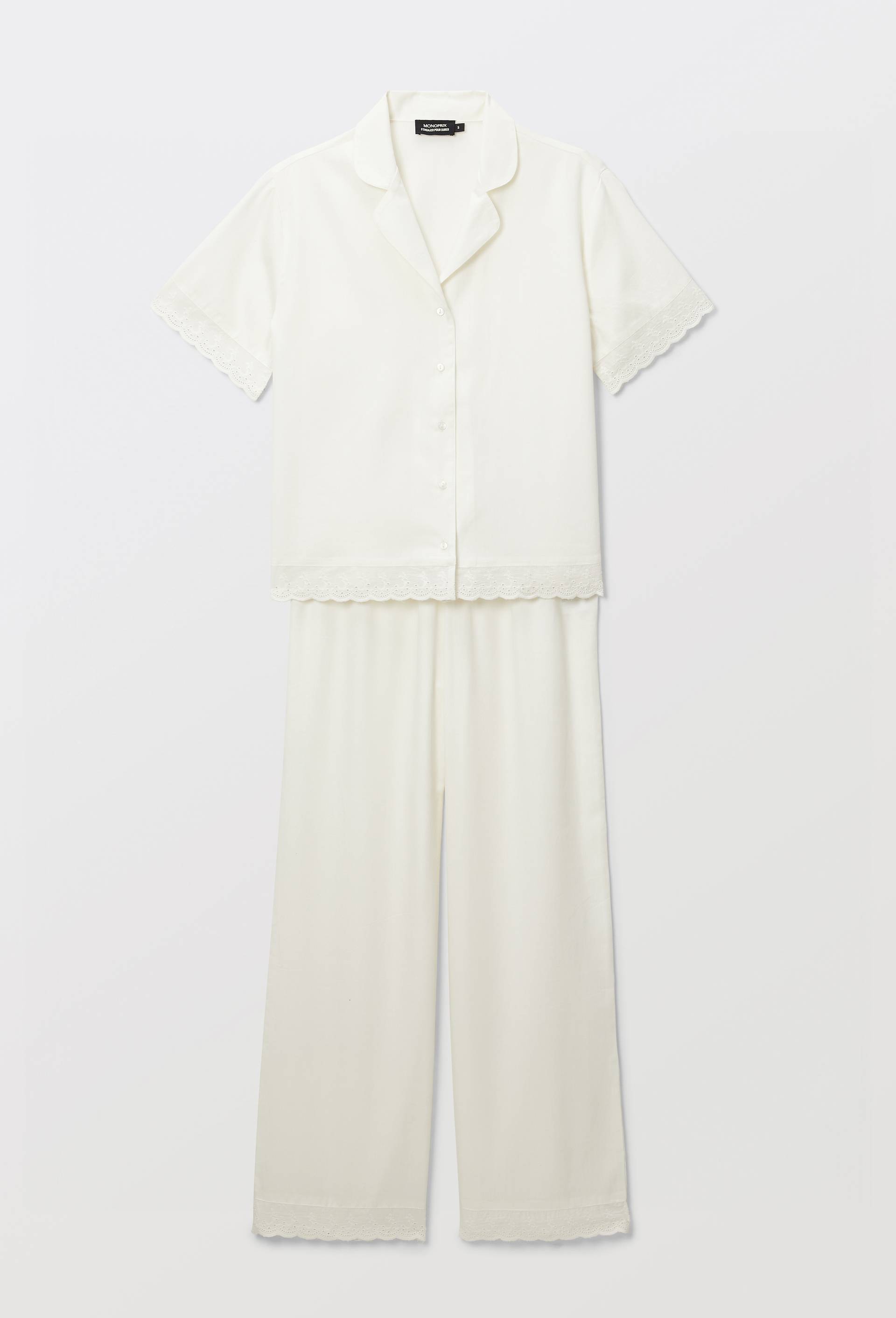 Pyjama uni en coton BIO GOTS, Ecru, large image number 2