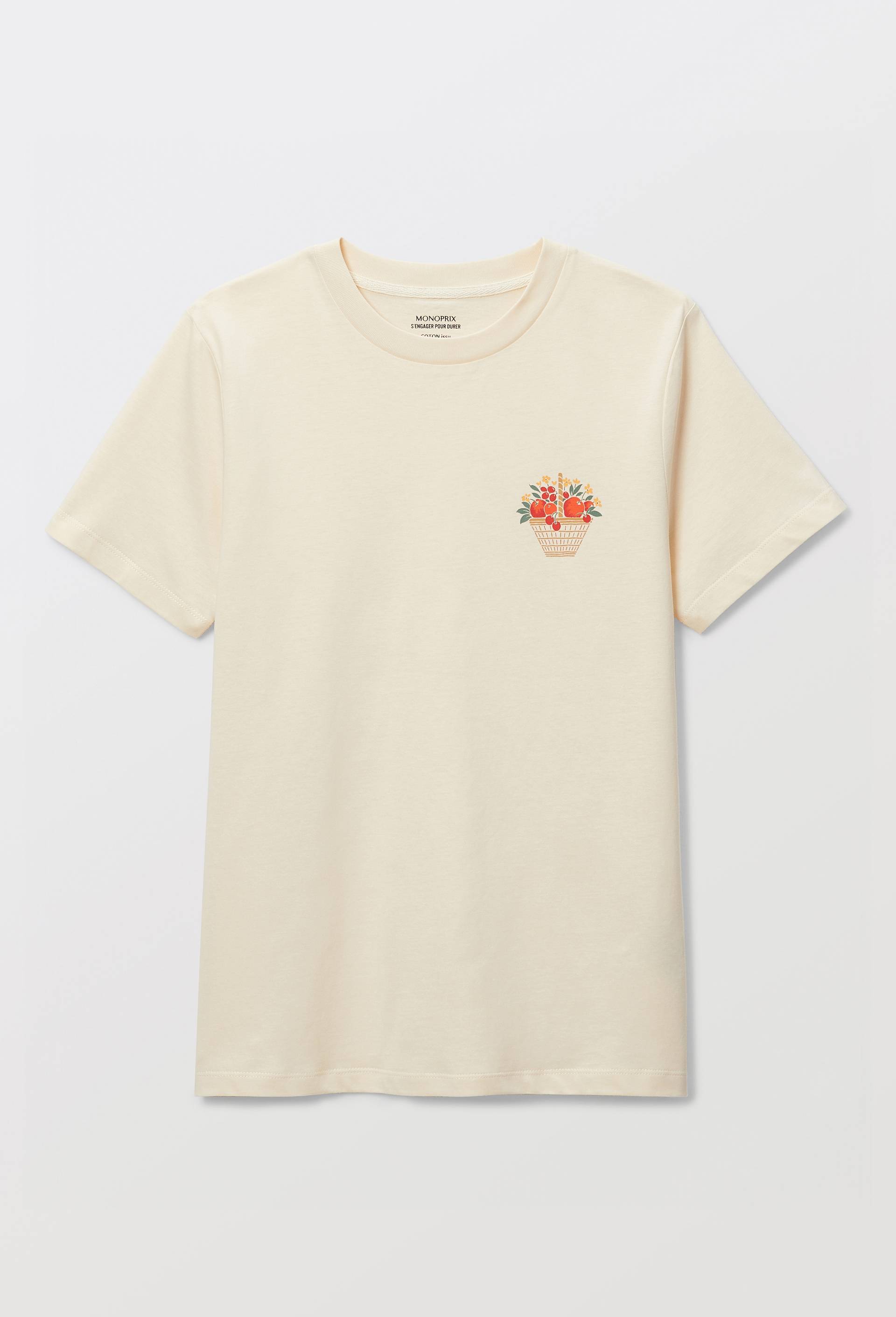 T-shirt &agrave; manches courtes avec imprim&eacute; plac&eacute;, Beige clair, large image number 2.0