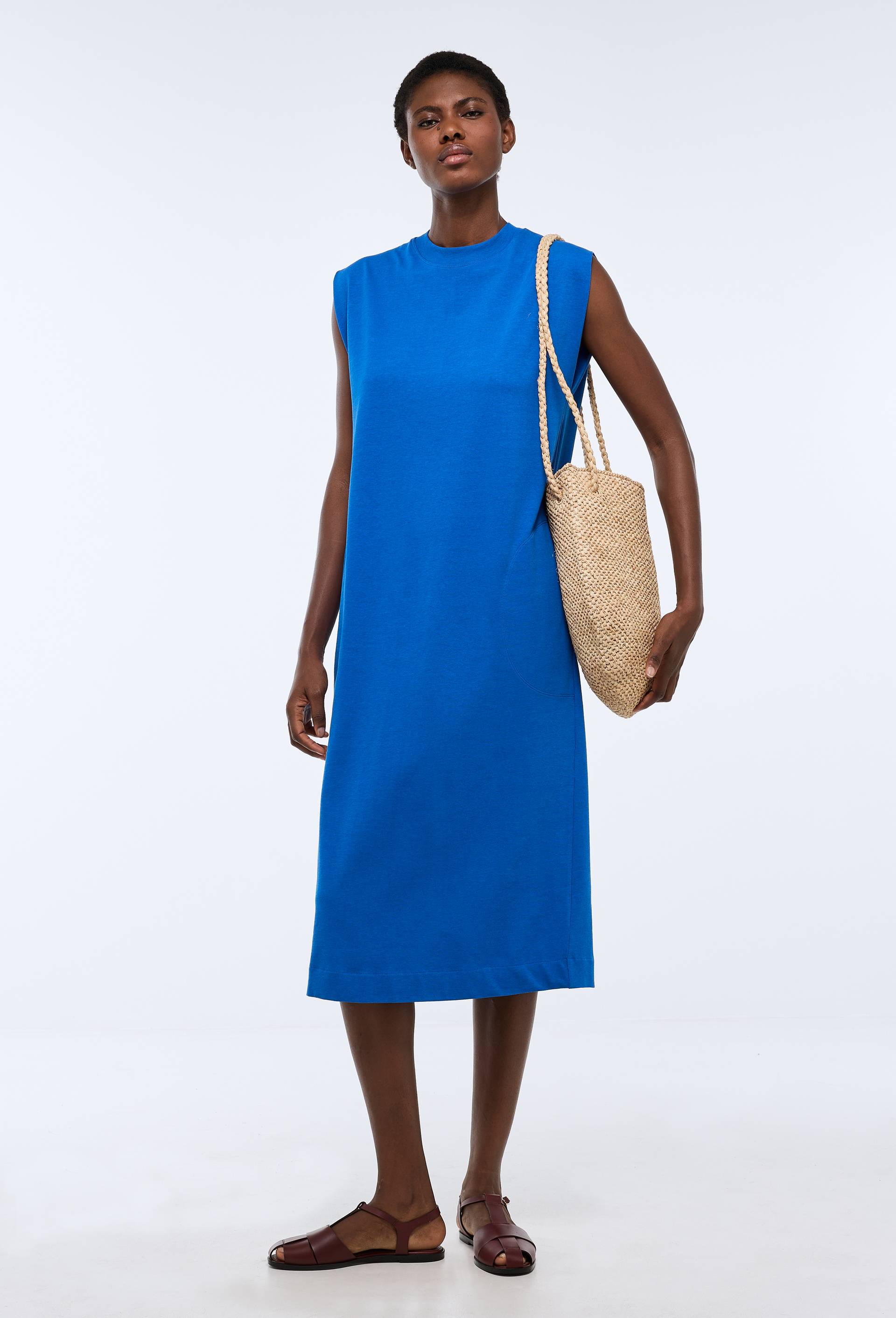 Robe longue sans manches en coton BIO GOTS, Bleu, large image number 0
