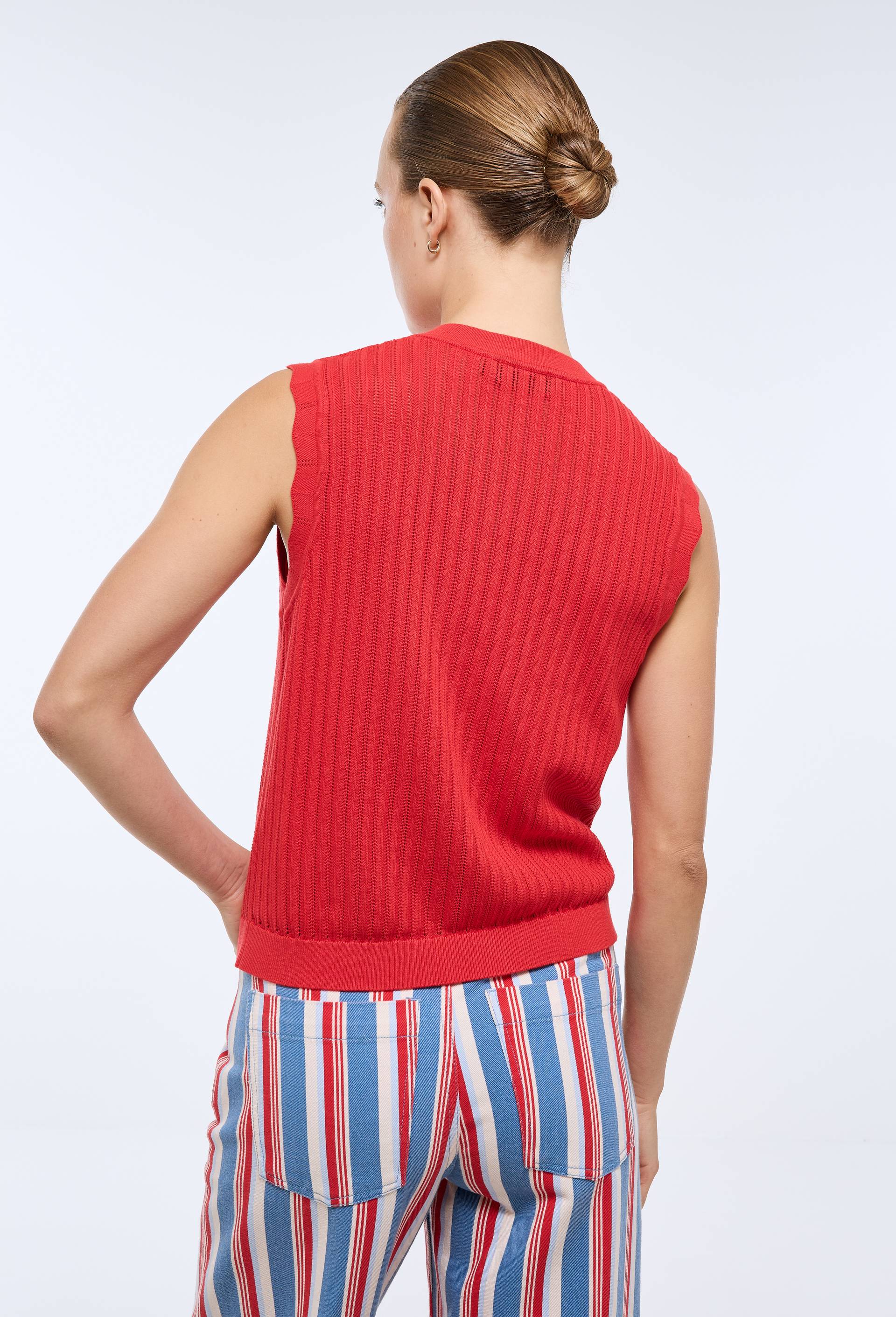Gilet sans manche en coton lin, Rouge, large image number 1.0